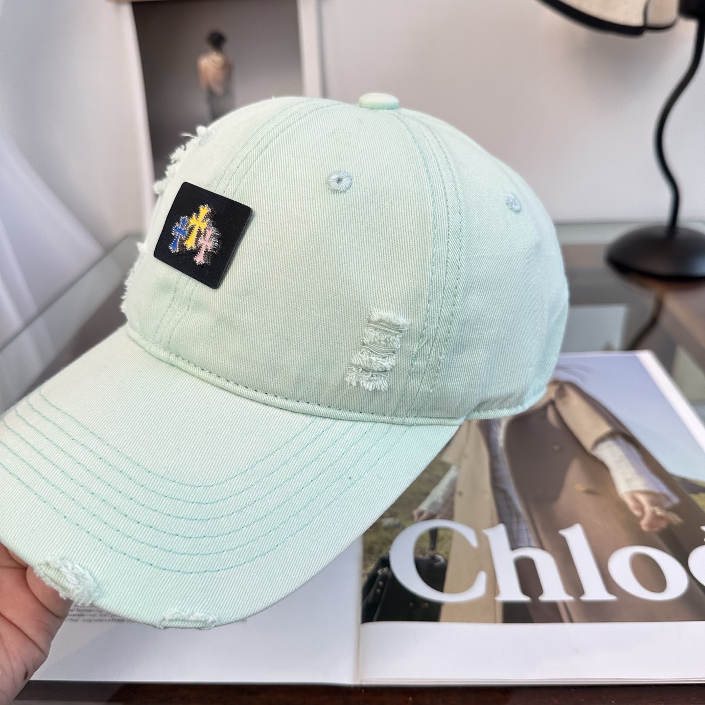 クロムハーツ クロス 刺繍 ベースボールキャップ ホワイト 画像 6