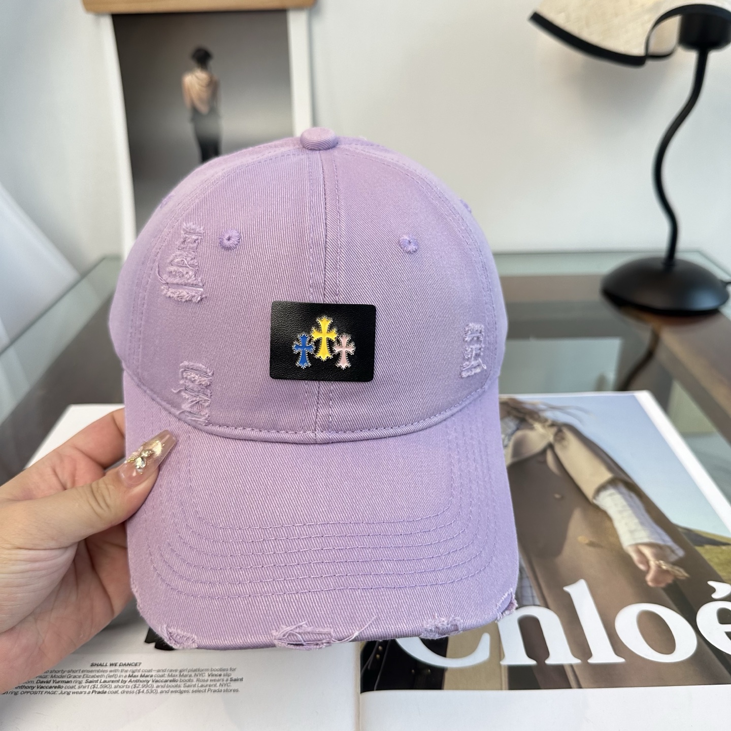 クロムハーツ クロス 刺繍 ベースボールキャップ ピンク ニュートラル トーン C0A8C0 詳細画像 3
