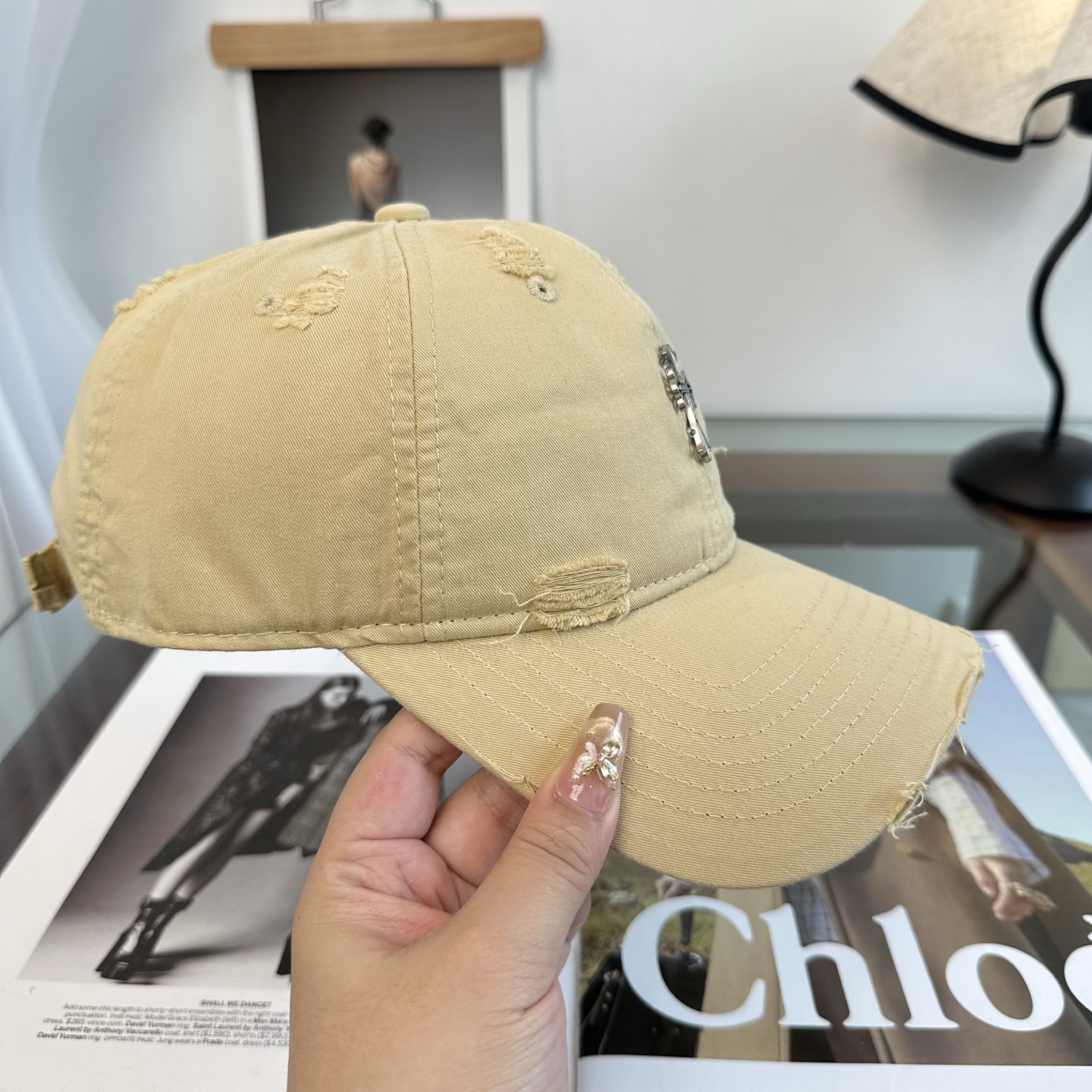 クロムハーツ クロス 刺繍 ベースボールキャップ イエロー 画像 5