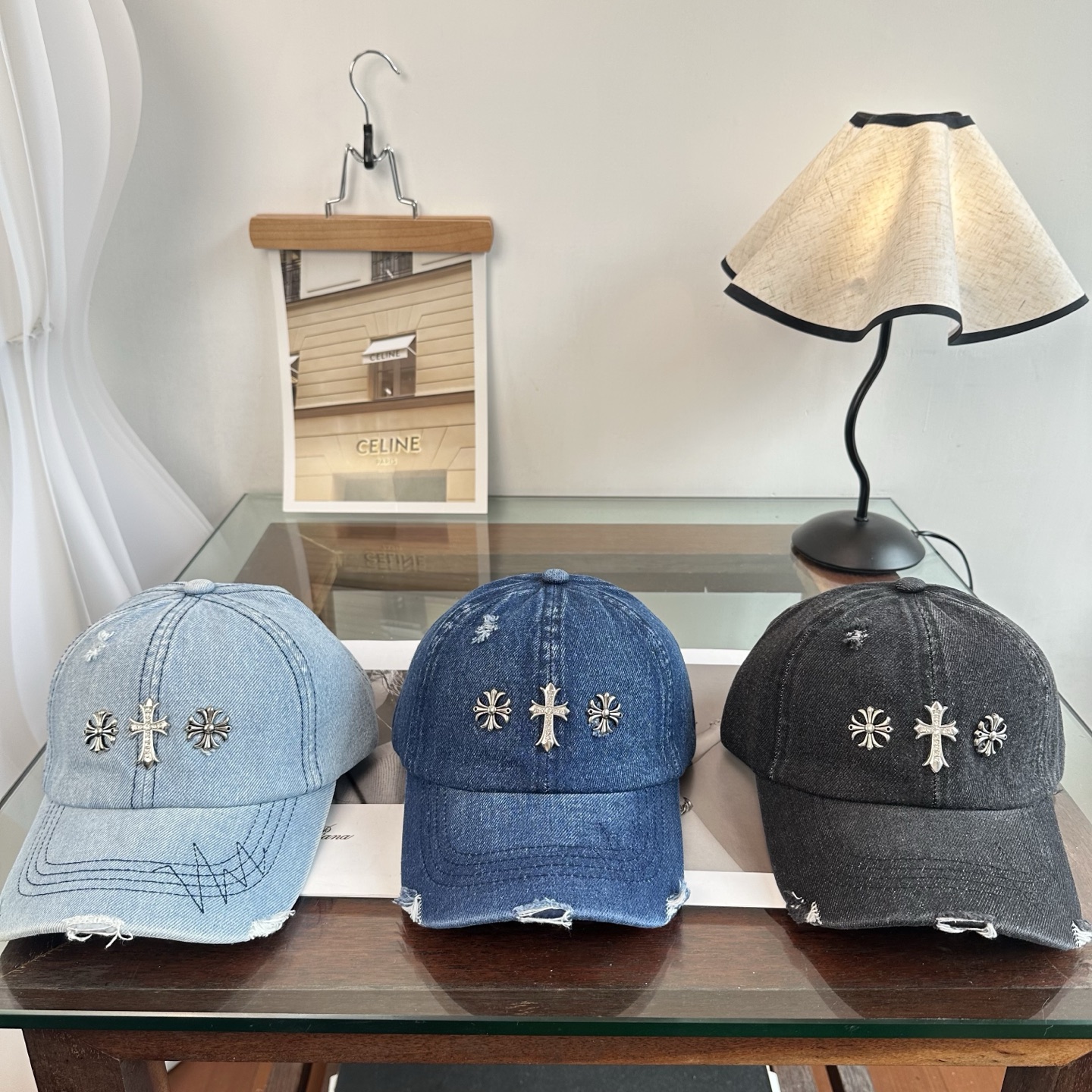 クロムハーツ クロス 刺繍 ベースボールキャップ ミント グリーン トーン A8C0C0 画像 9