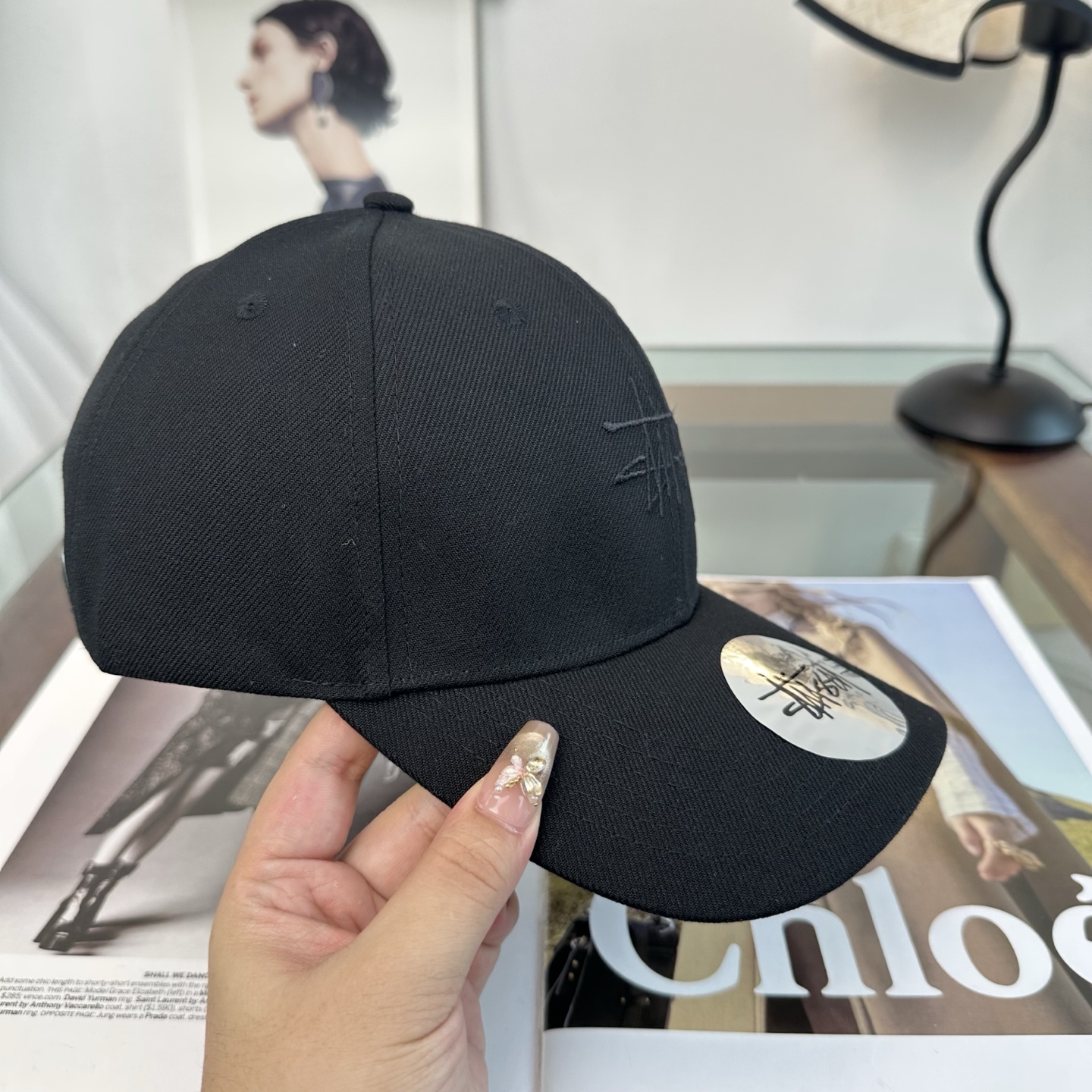 ステューシー スクリプト ロゴ ベースボールキャップ チャコール 画像 5