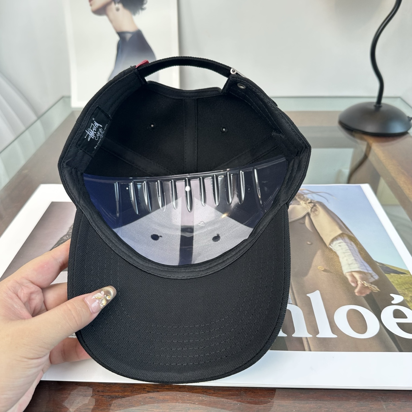 ステューシー スクリプト ロゴ ベースボールキャップ チャコール 画像 7