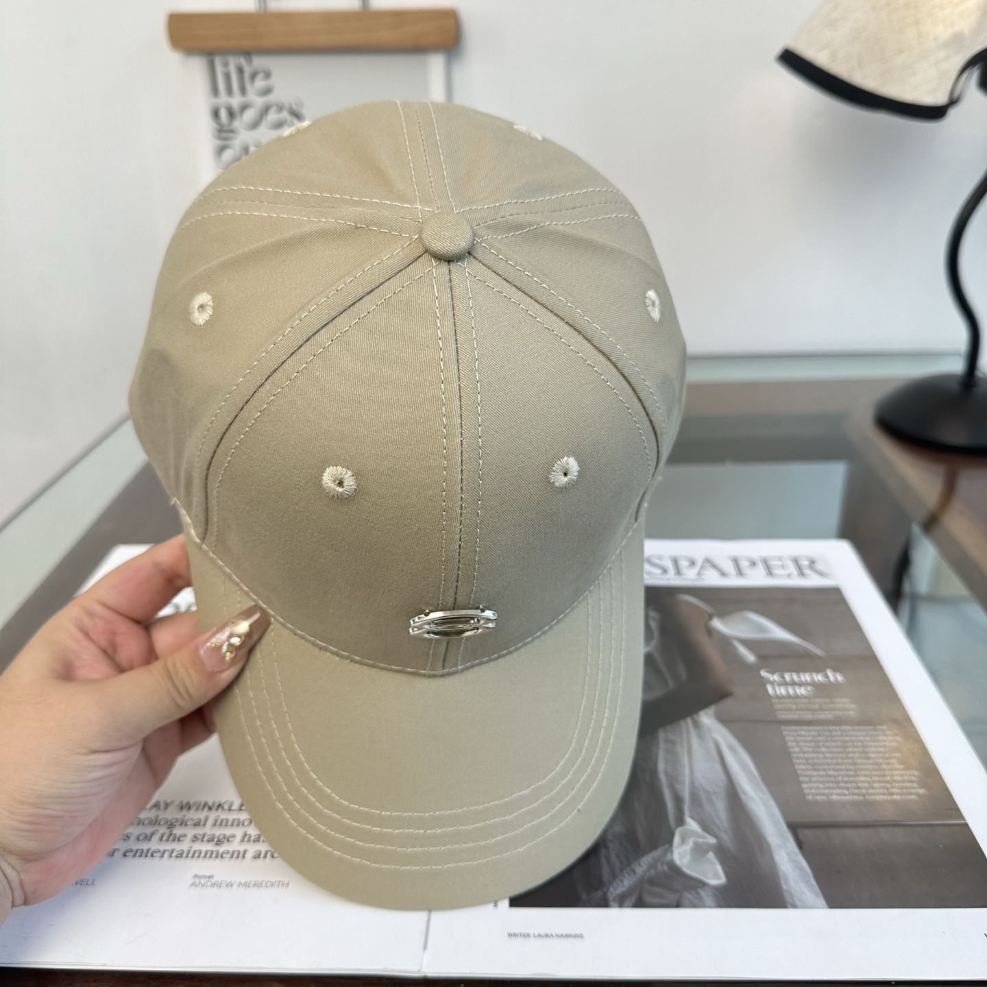 オークリー オーバル ロゴ ベースボールキャップ ベージュ 画像 4