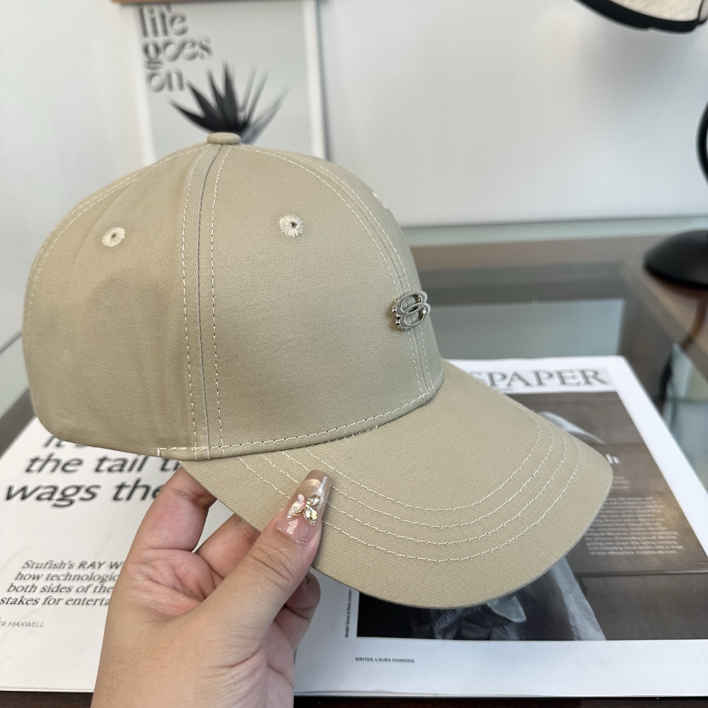 オークリー オーバル ロゴ ベースボールキャップ ベージュ 画像 5