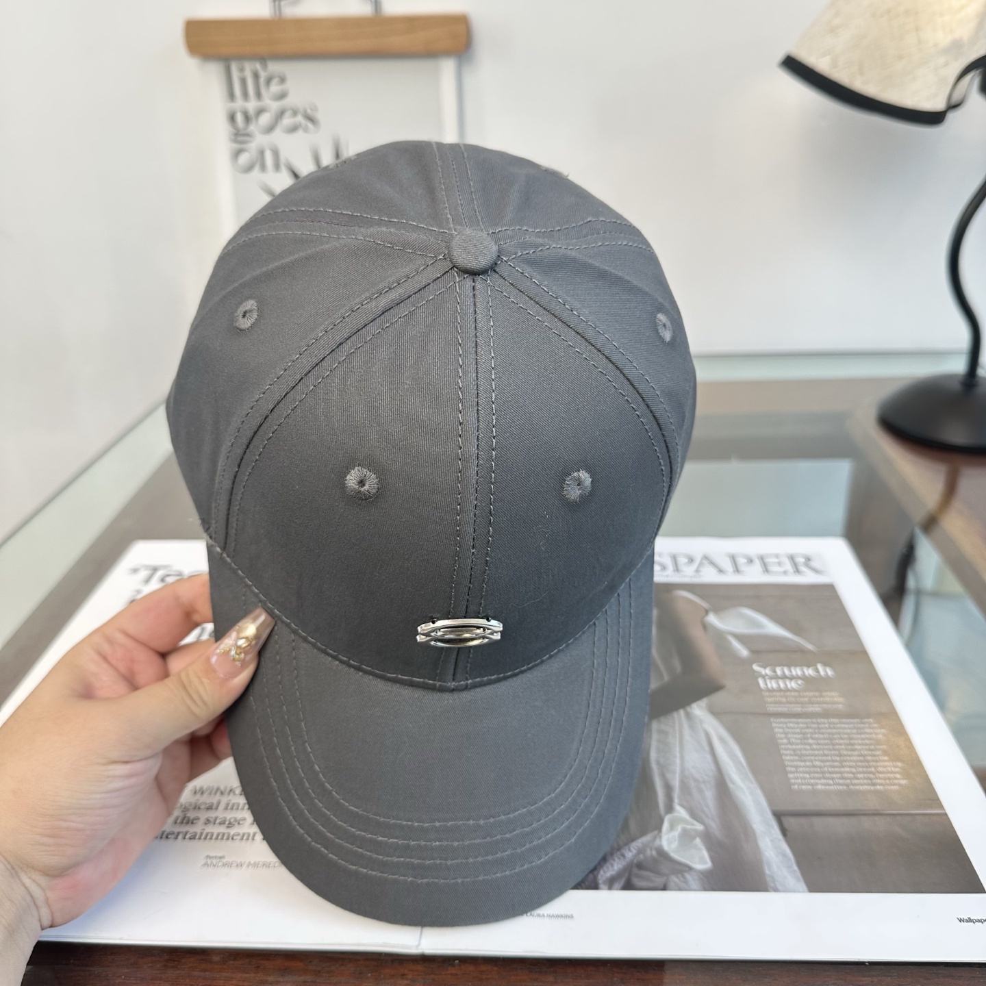 オークリー オーバル ロゴ ベースボールキャップ グレー 画像 4