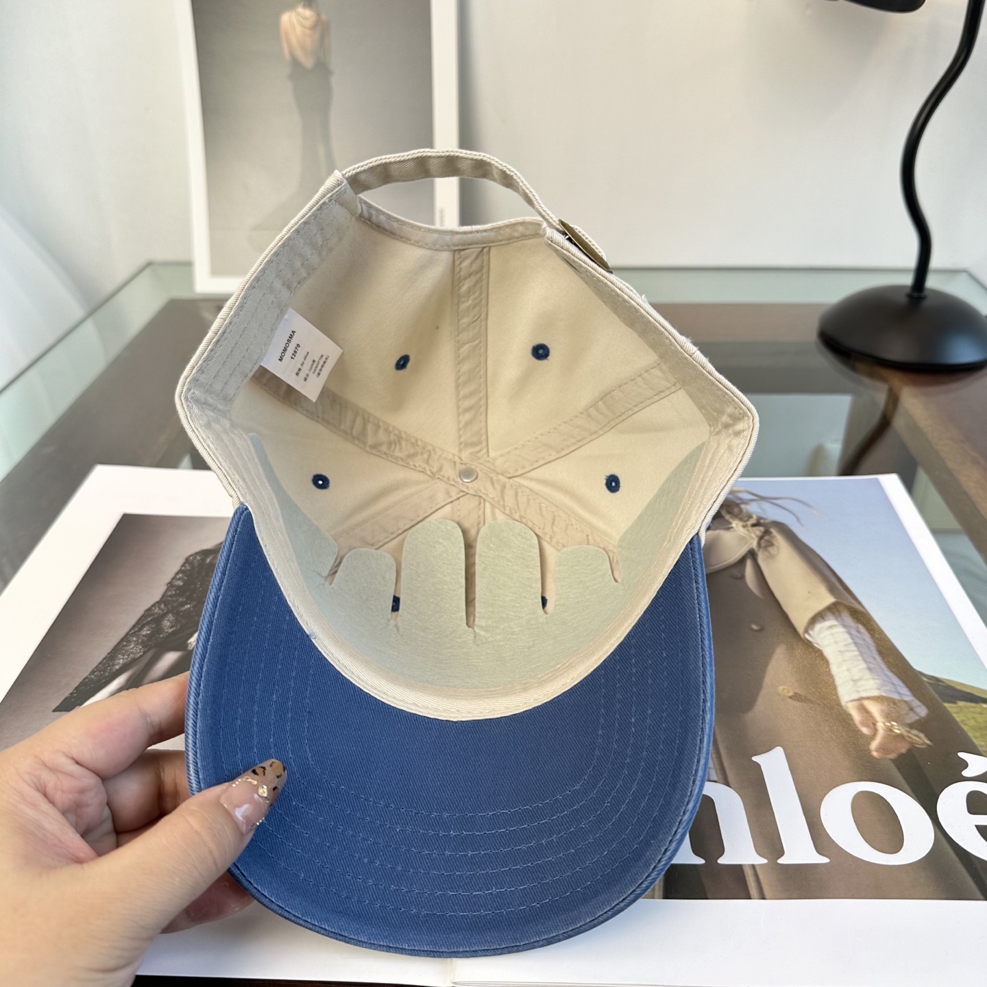 ミュウミュウ ロゴ ベースボールキャップ ニュートラル ブルー トーン D8D8C0 画像 7