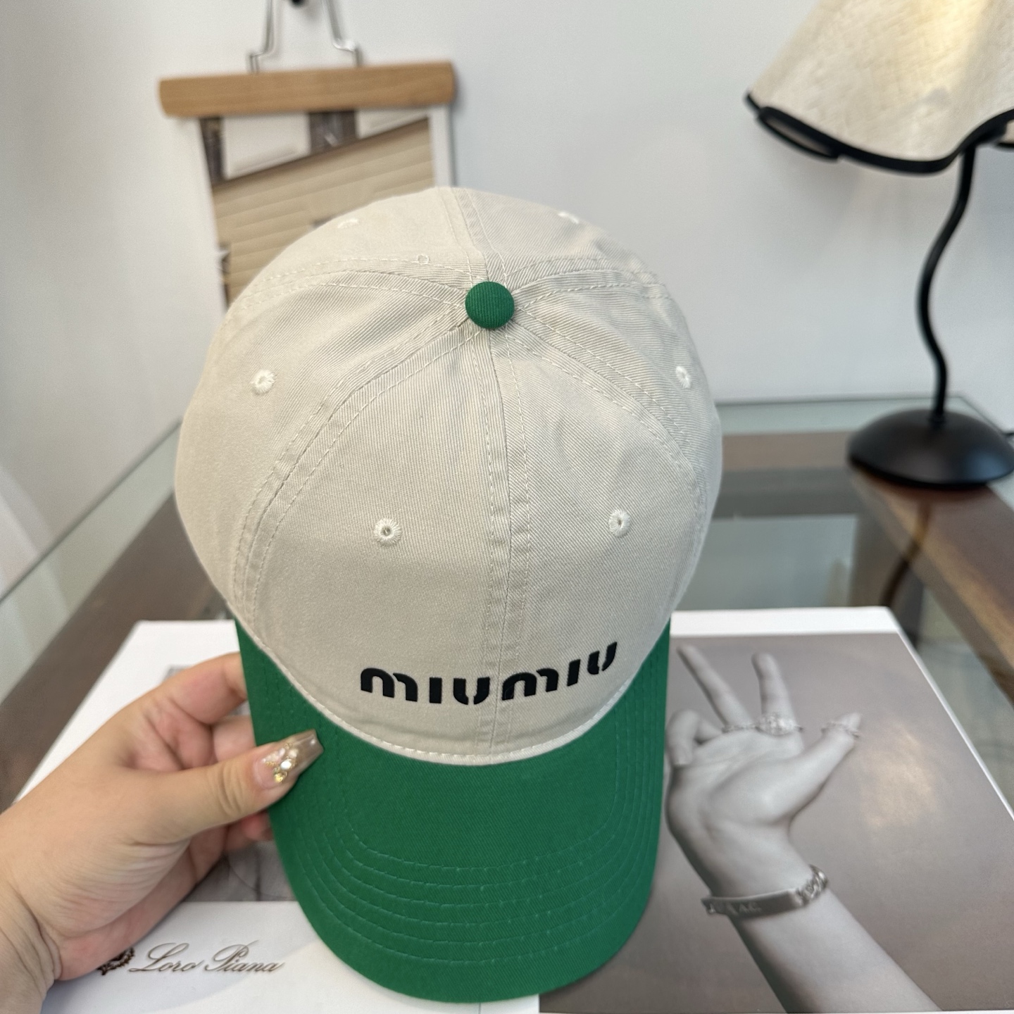ミュウミュウ ロゴ ベースボールキャップ グリーン 画像 4