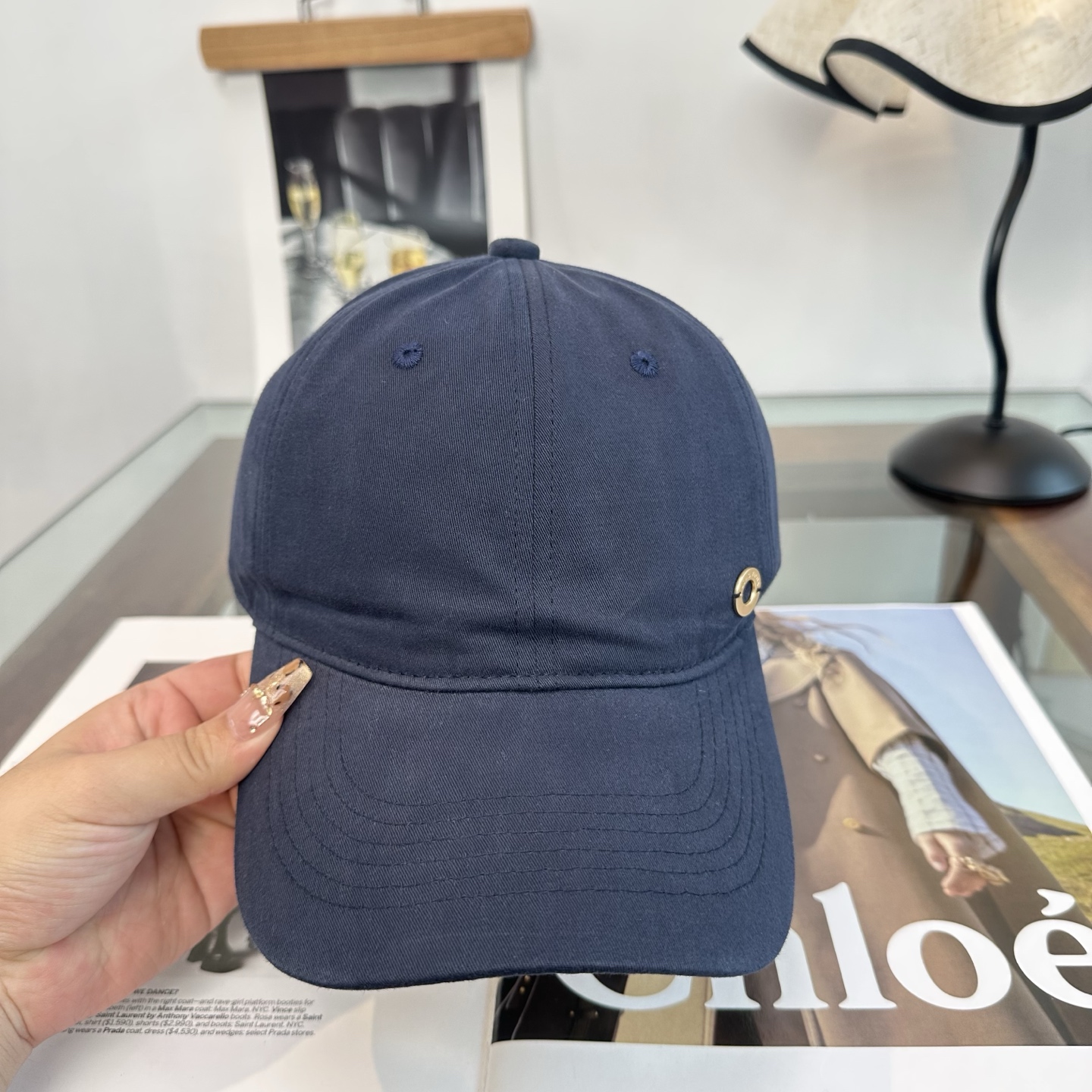 ロロ・ピアーナ ロゴ ベースボールキャップ ブルー ホワイト トーン 484860 詳細画像 3
