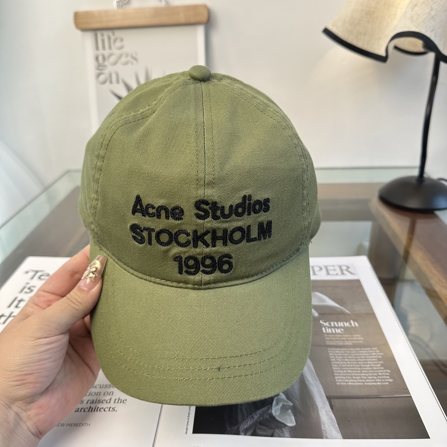 アクネ ストゥディオズ ストックホルム 1996 ロゴ ベースボールキャップ ニュートラル グレー トーン 909060 詳細画像 3