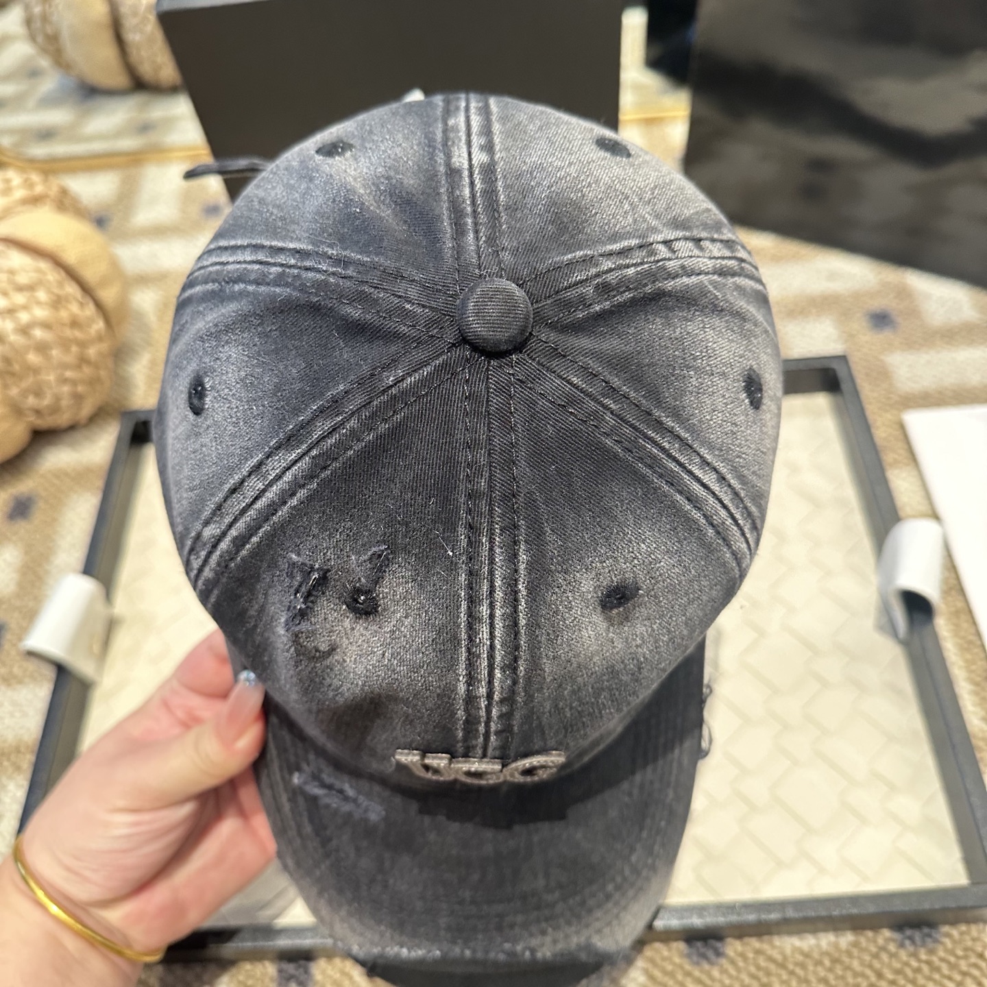 アグ アグ ロゴ ベースボールキャップ イエロー グレー トーン F0F0D8 画像 4
