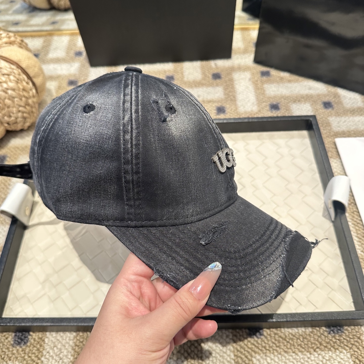 アグ アグ ロゴ ベースボールキャップ イエロー グレー トーン F0F0D8 画像 6