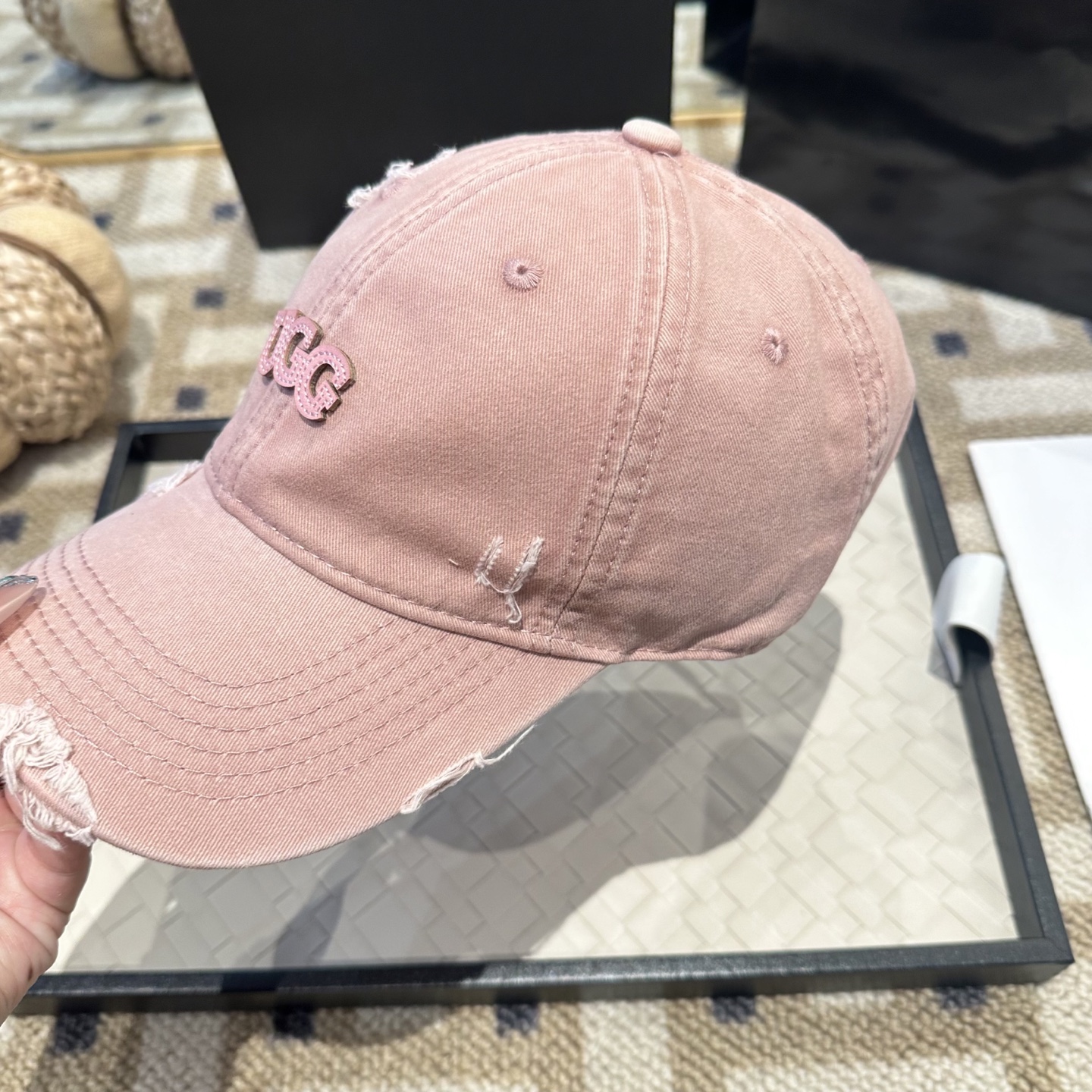 アグ アグ ロゴ ベースボールキャップ イエロー ピンク トーン F0F0D8 画像 5