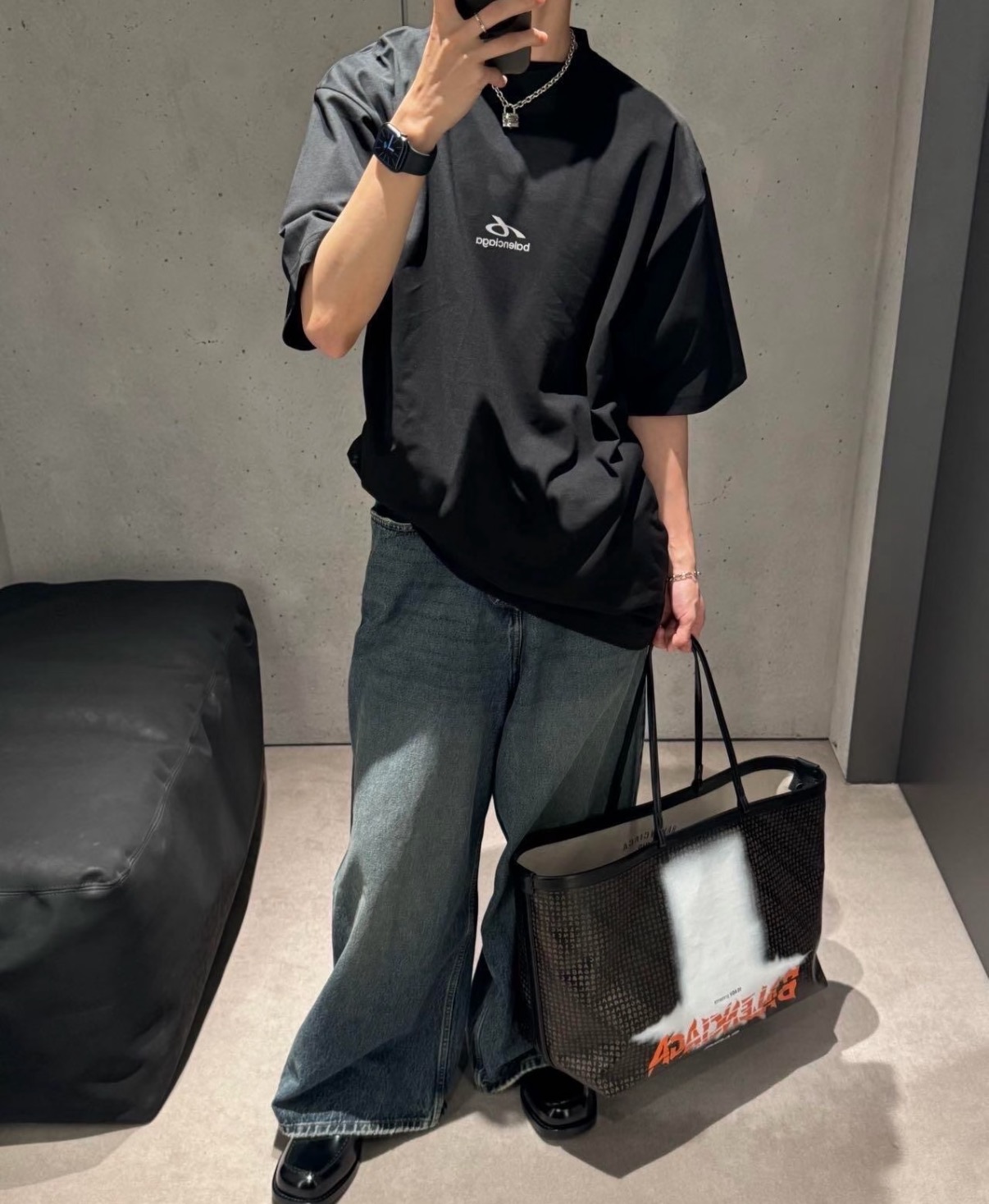 バレンシアガ 3Bスポーツアイコン オーバーサイズTシャツ ウォッシュブラック 0400026629978 画像 8