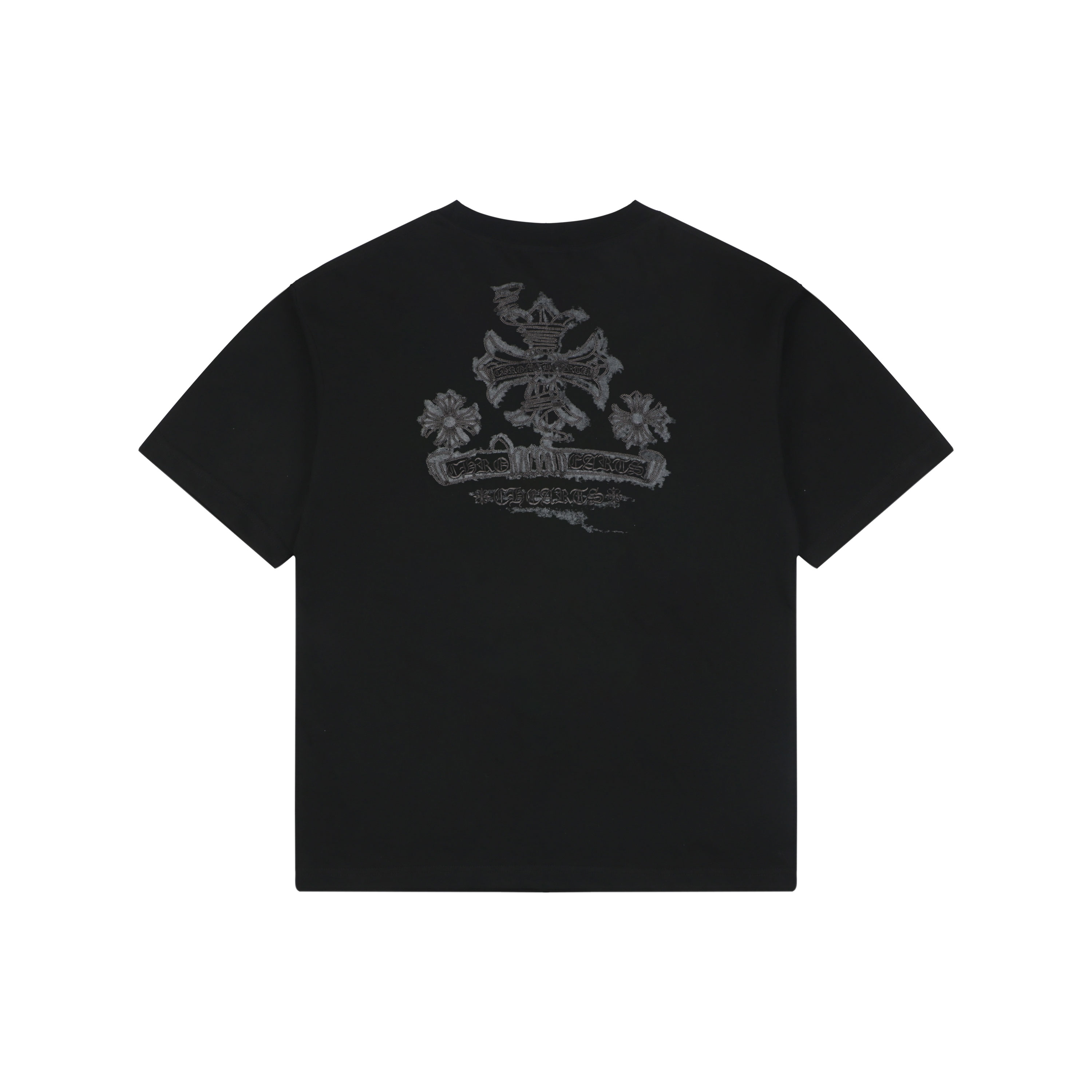 クロムハーツ フローラルクロス ステッチ刺繍Tシャツ ブラック 画像 8