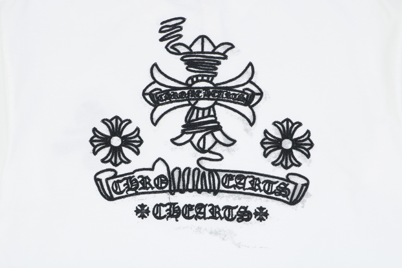 クロムハーツ フローラルクロス ステッチ刺繍Tシャツ ホワイト 画像 7