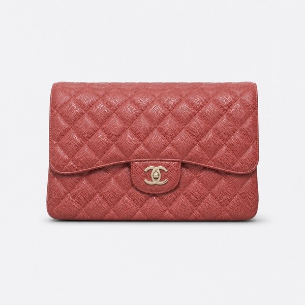 シャネル ラージ クラシックフラップ キャビア バッグ ワインレッド シルバー A58600