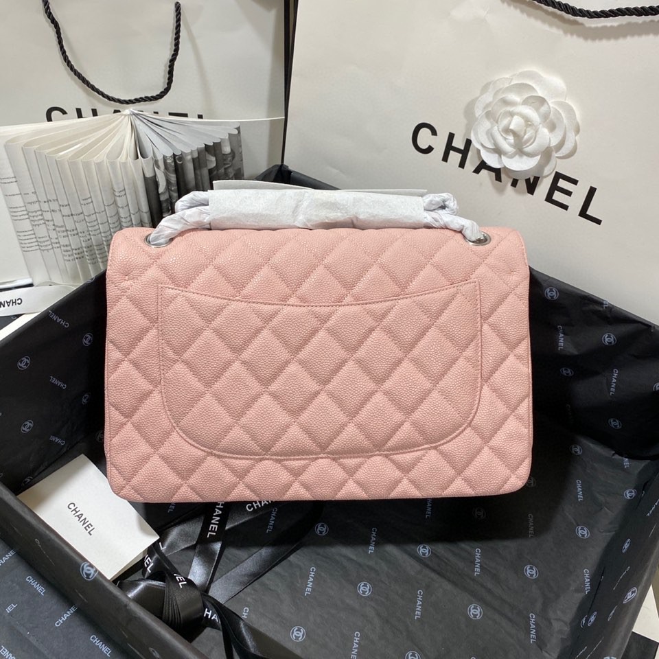 シャネル ラージ クラシックフラップ キャビア バッグ ペールピンク シルバー A58600 画像 5