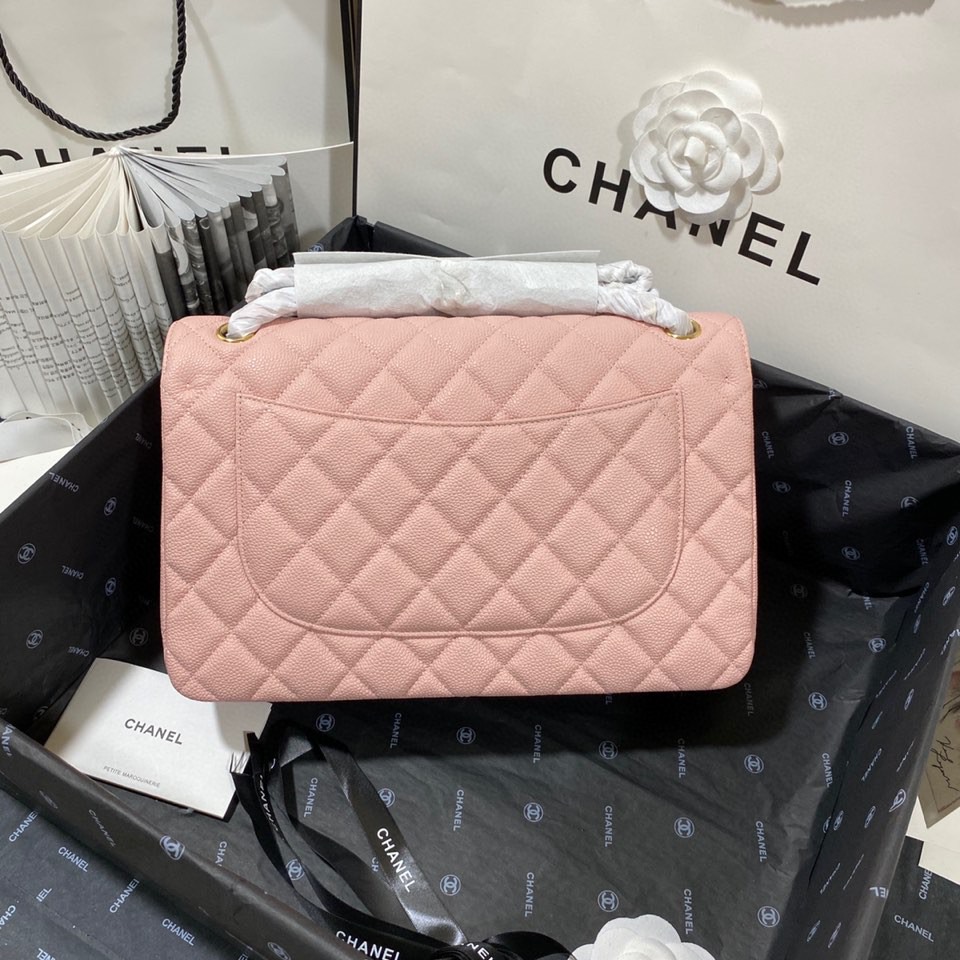 シャネル ラージ クラシックフラップ キャビア バッグ ピンク ゴールド A58600 画像 5