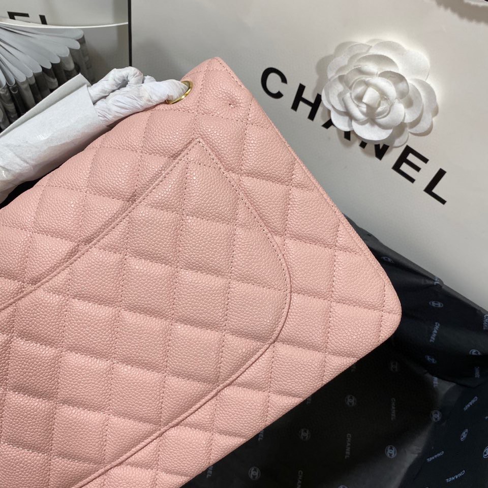 シャネル ラージ クラシックフラップ キャビア バッグ ピンク ゴールド A58600 画像 6