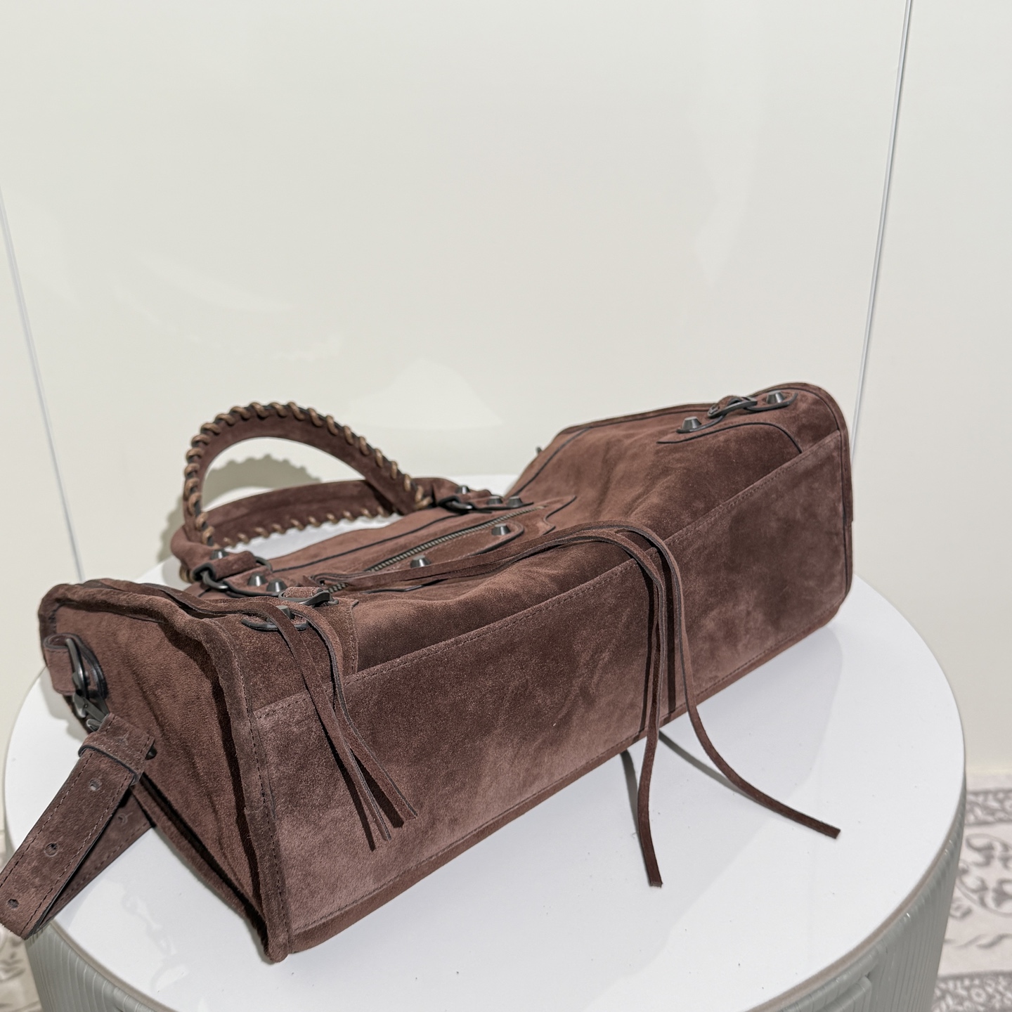 バレンシアガ Le City ミディアム ワックススエード バッグ エスプレッソ 188072 画像 5