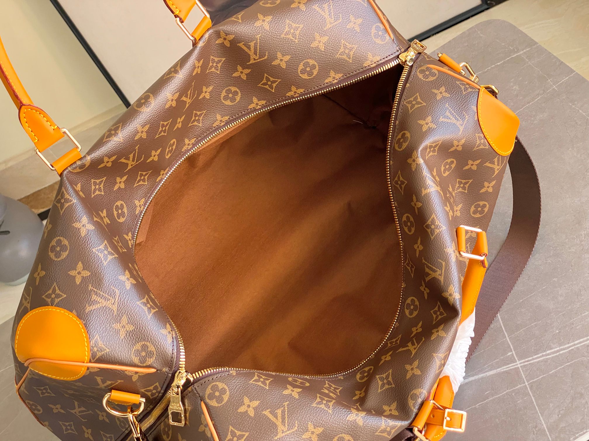 ルイ・ヴィトン Keepall Bandouliere 50 モノグラム イエロートリム M41416 画像 9