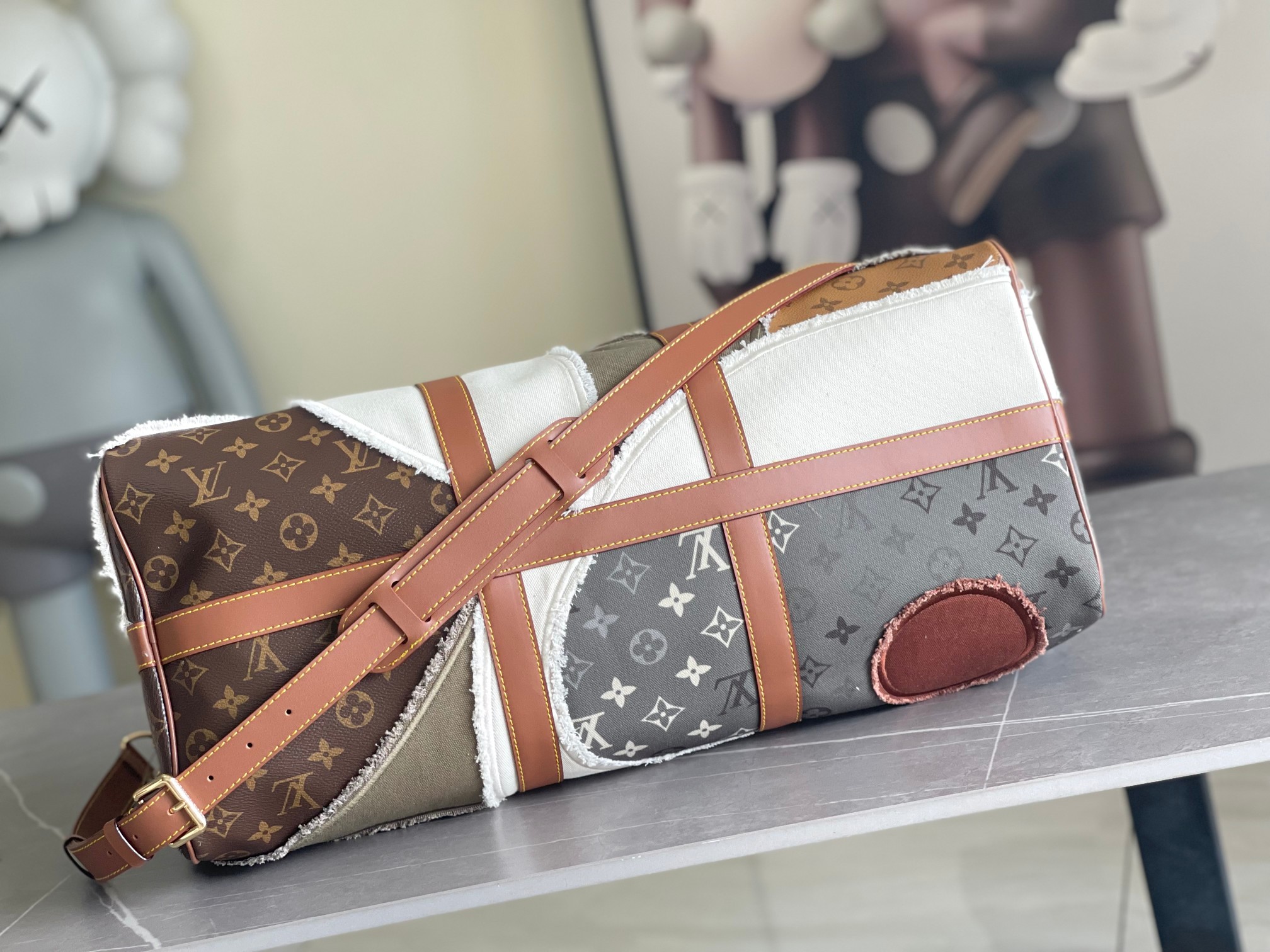 ルイ・ヴィトン Keepall Bandouliere 50 モノグラムフラワー パッチワーク M29190 画像 4