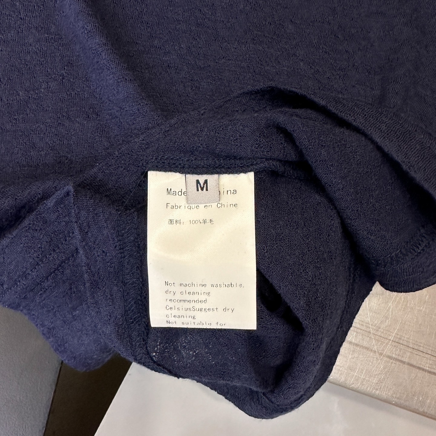 ミュウミュウ 刺繍ロゴ ウール 半袖Tシャツ ネイビー 画像 6