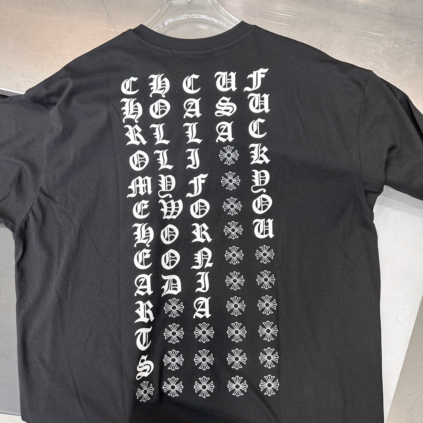クロムハーツ 縦ロゴ バックプリントTシャツ ブラック 画像 6