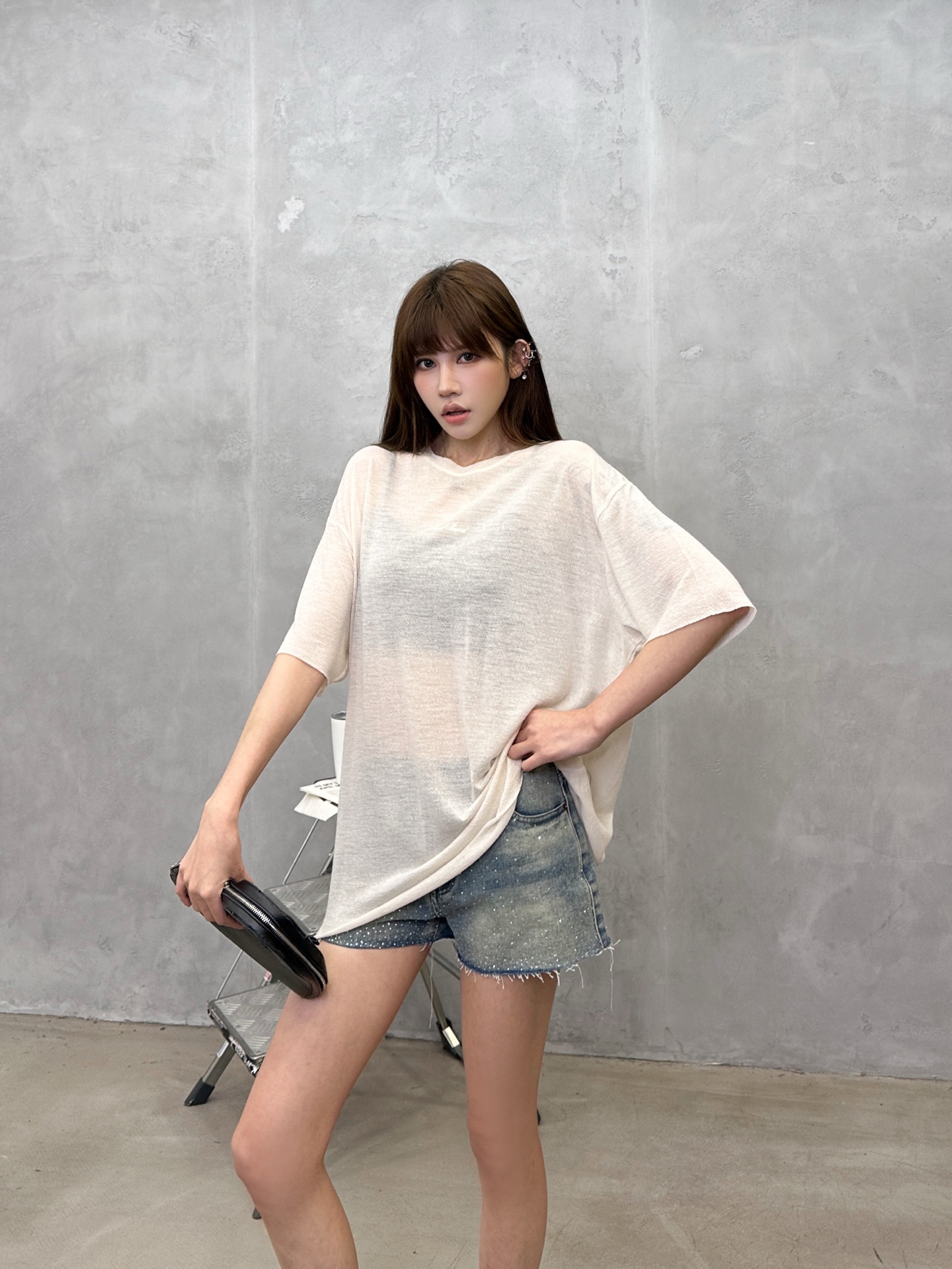 ロロ・ピアーナ 刺繍ロゴ ウール 半袖Tシャツ クリーム 画像 7