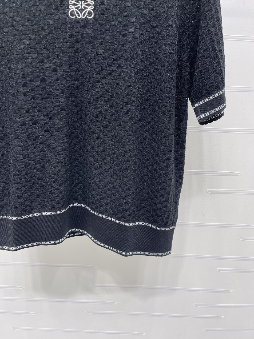 ロエベ アナグラム刺繍 ハニカムニット半袖トップ チャコール 画像 6