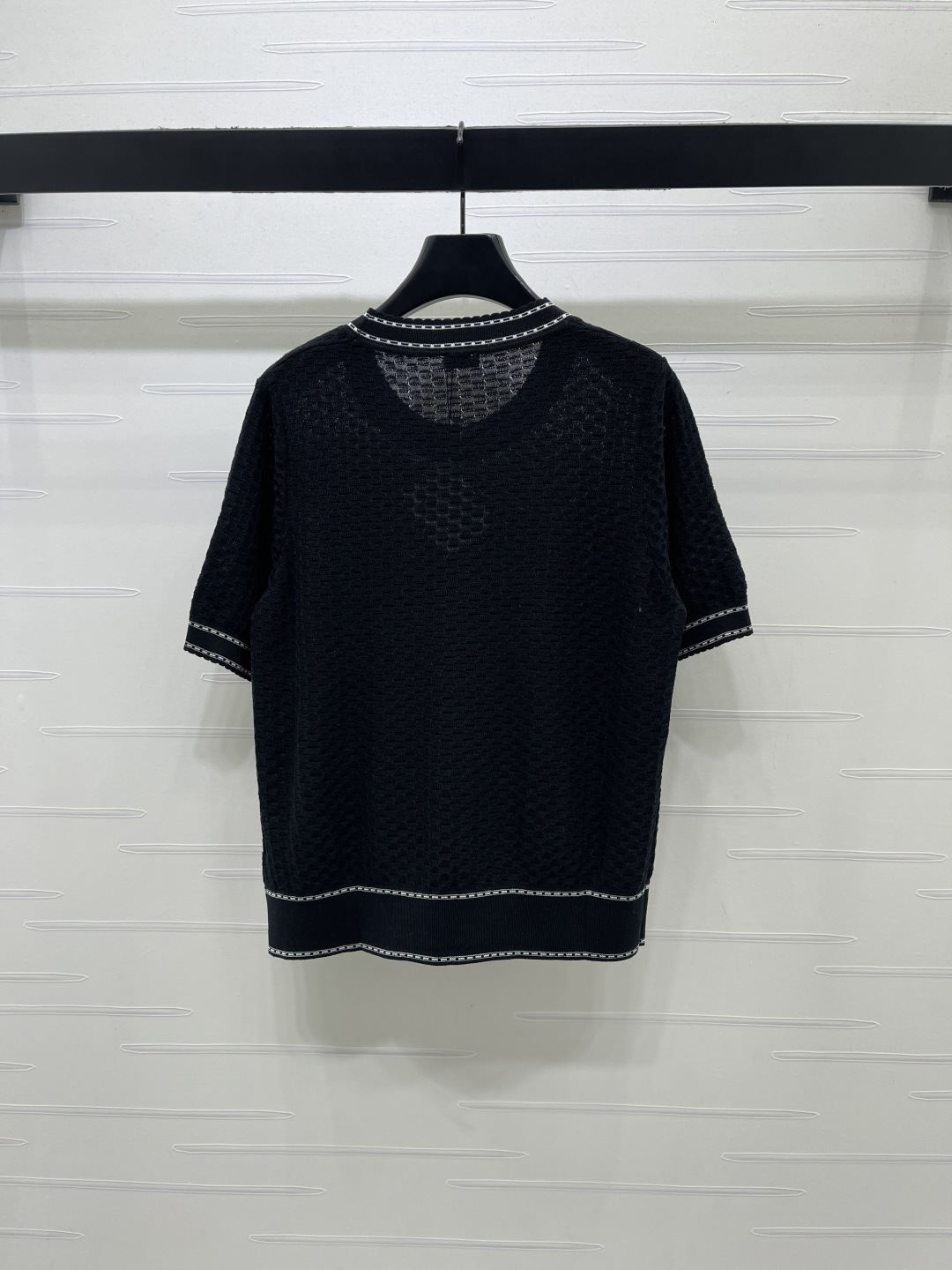 ロエベ アナグラム刺繍 ハニカムニット半袖トップ チャコール 画像 8