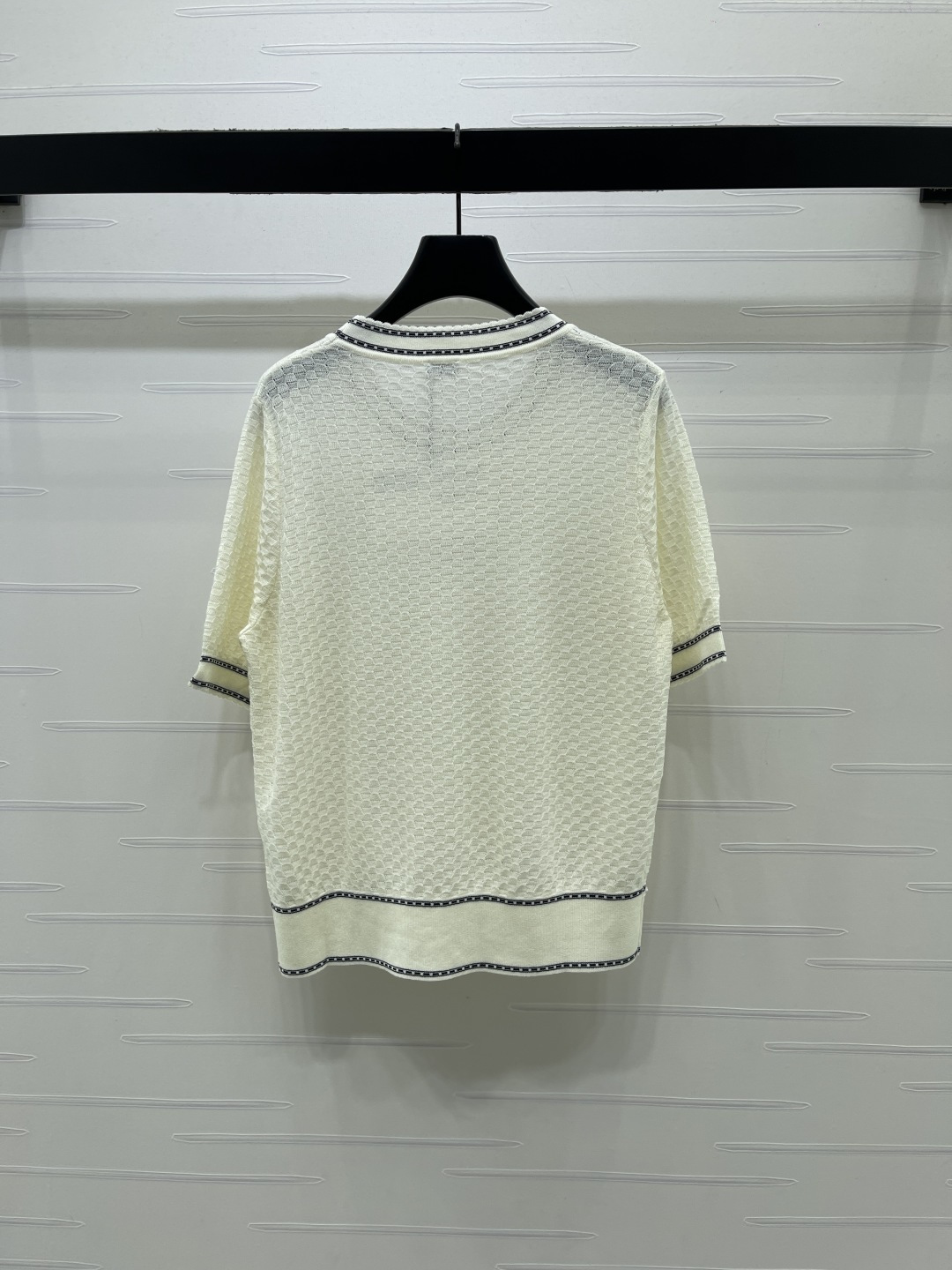 ロエベ アナグラム刺繍 ハニカムニット半袖トップ クリーム 画像 7