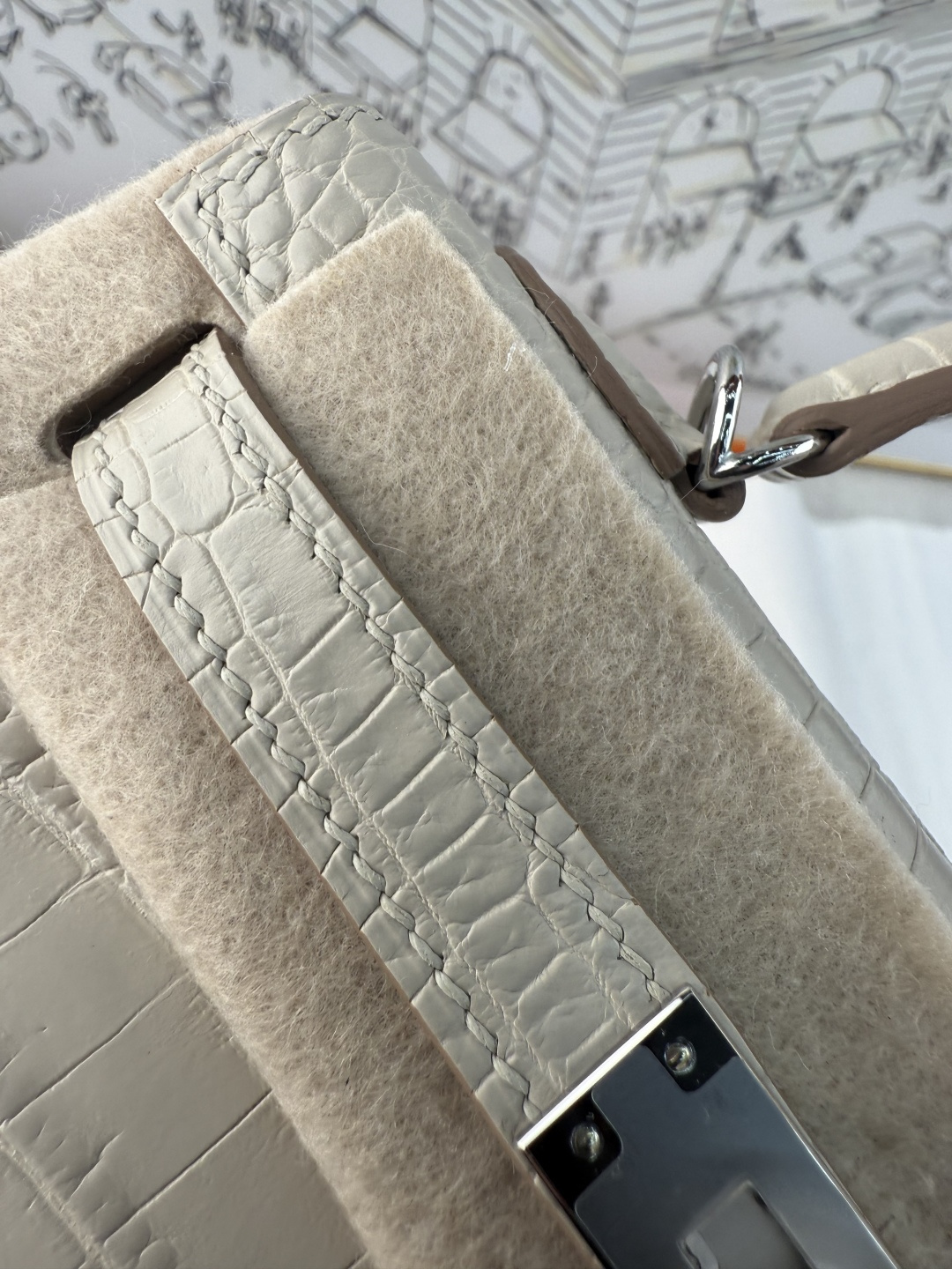 エルメス Mini Kelly II クロコダイル 19cm グレイシャーホワイト パラジウム金具 画像 5