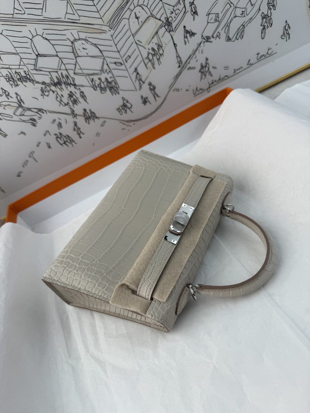 エルメス Mini Kelly II クロコダイル 19cm グレイシャーホワイト パラジウム金具 画像 8