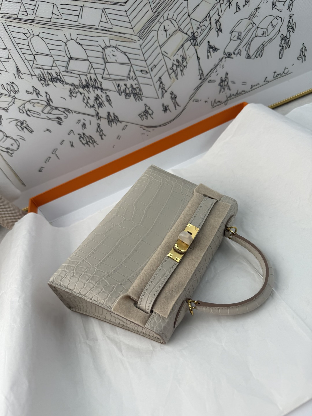 エルメス Mini Kelly II クロコダイル 19cm グレイシャーホワイト ゴールド金具 画像 8