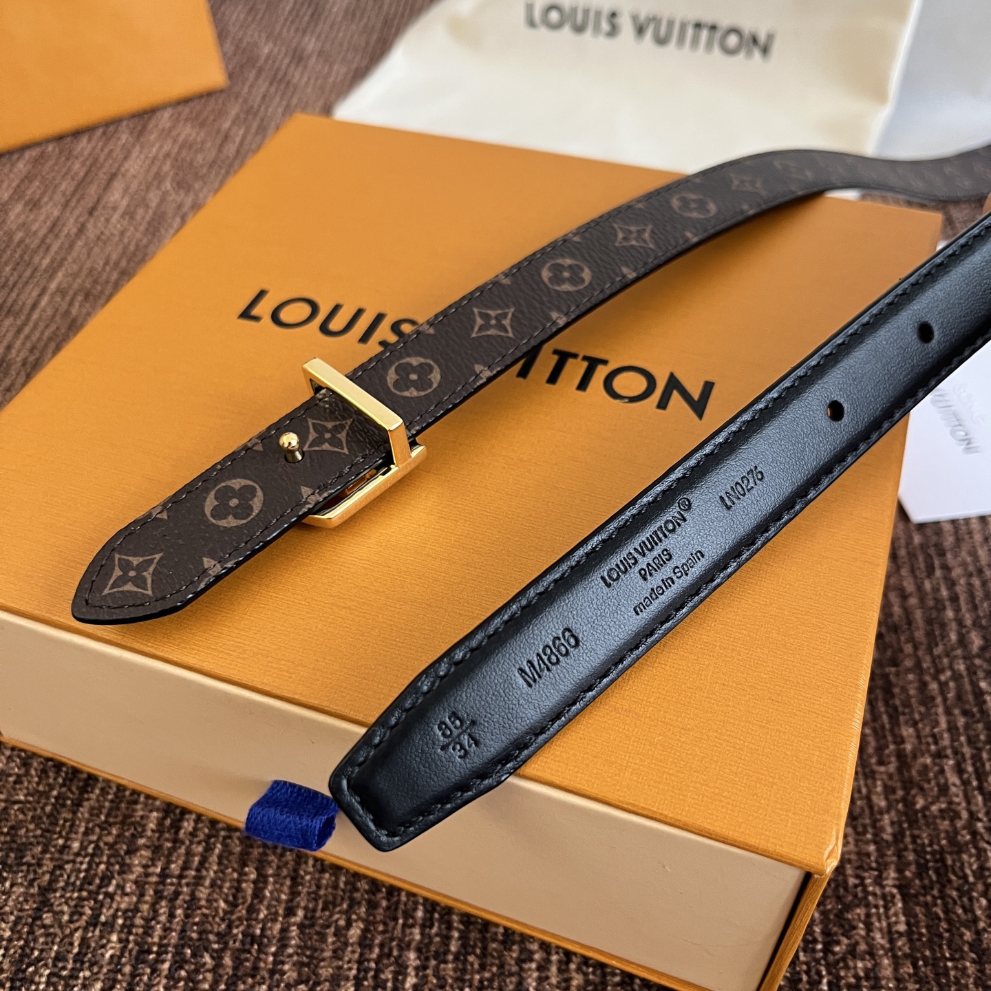 ルイヴィトン LV Bloom 20mm リバーシブルベルト ブラック ゴールド 画像 6