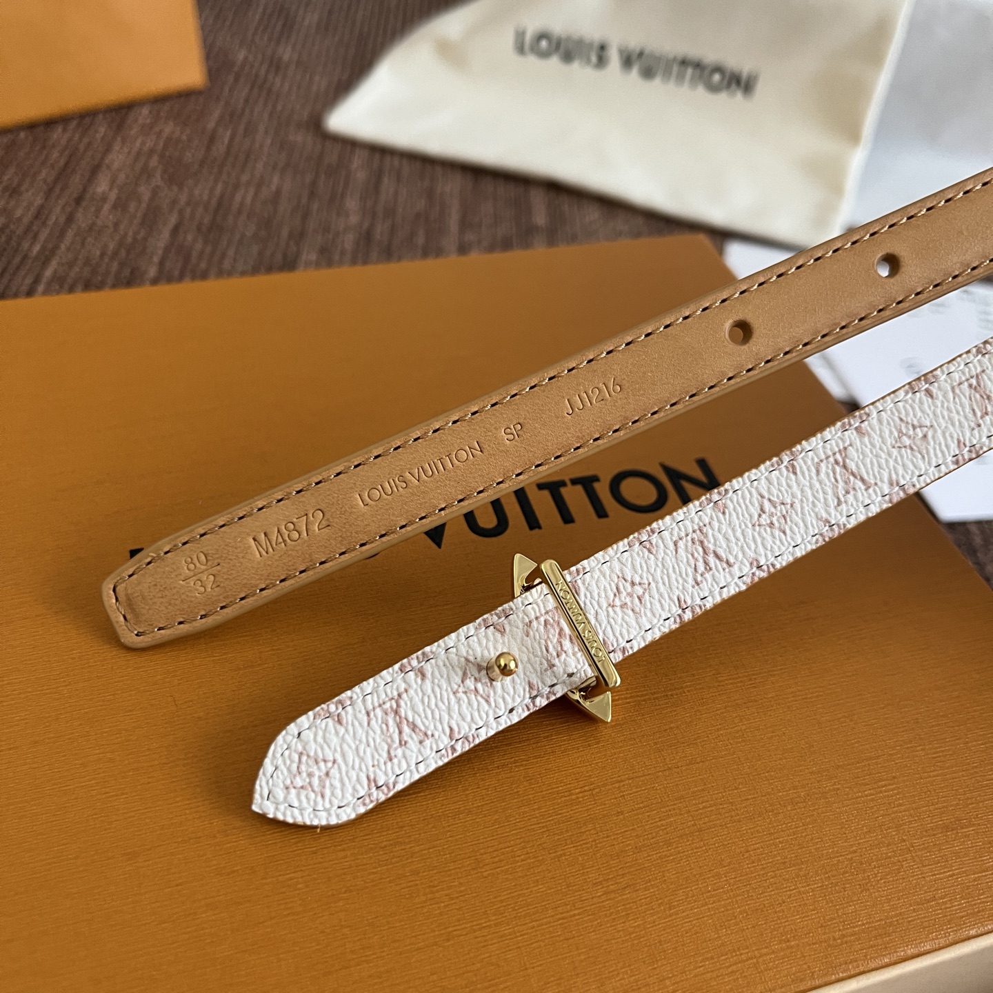 ルイヴィトン LV Mini Flowergram 15mm リバーシブルベルト デューン ゴールド 画像 6
