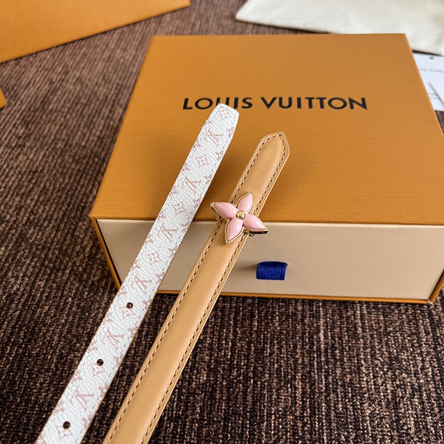 ルイヴィトン LV Mini Flowergram 15mm リバーシブルベルト デューン ゴールド 画像 7