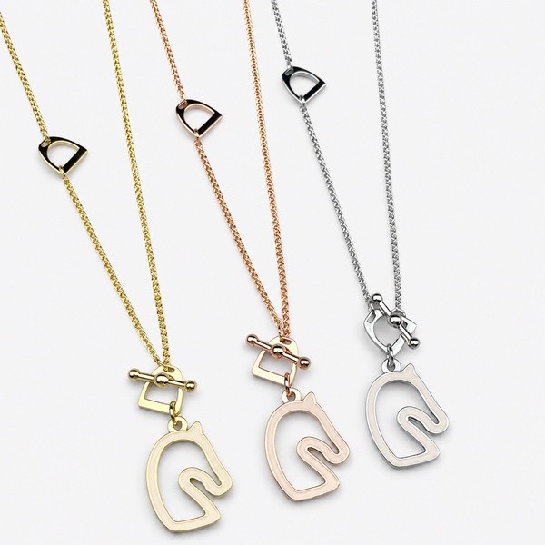 エルメス Tonnerre ホースヘッド ネックレス ミルクティー