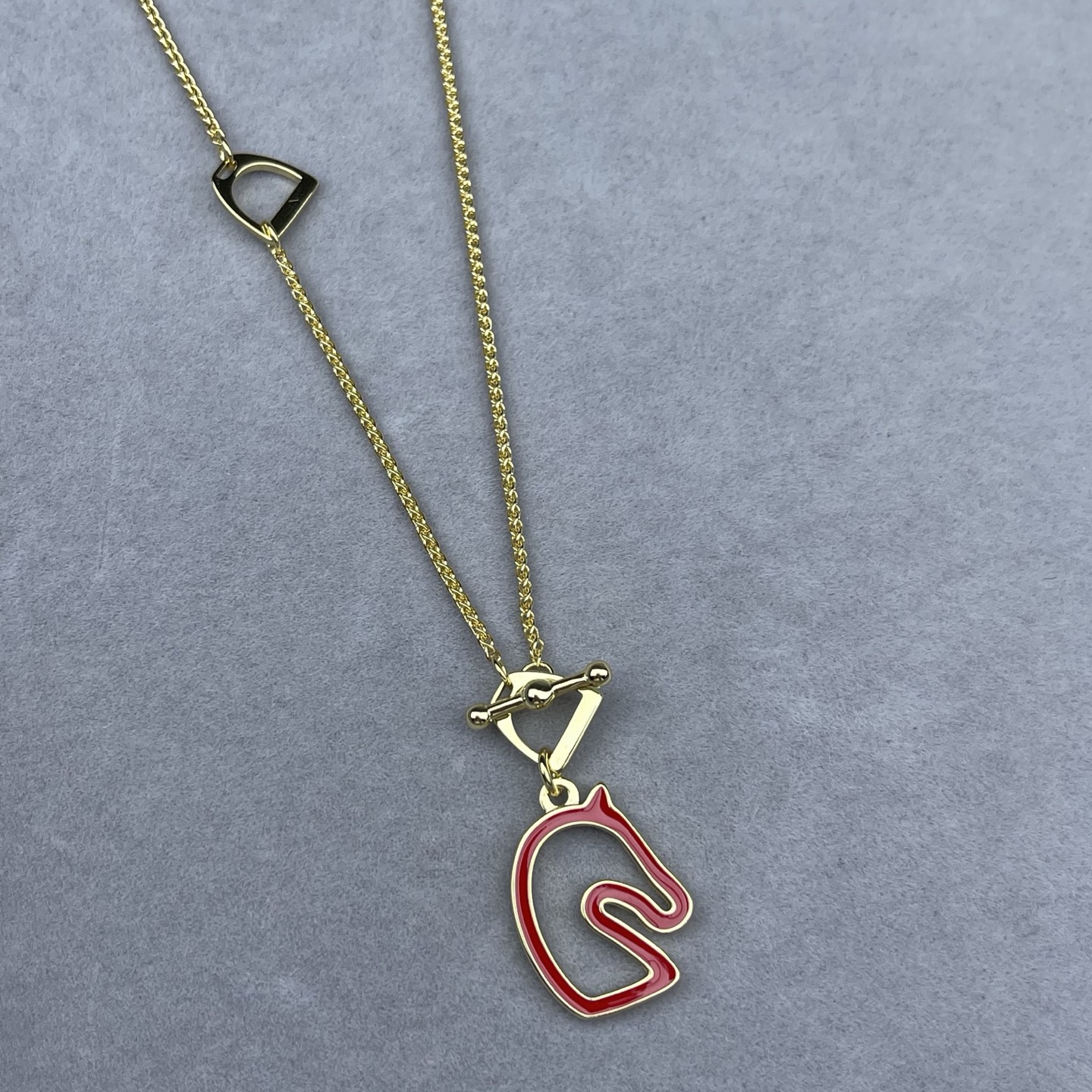 エルメス Tonnerre ホースヘッド ネックレス レッド 画像 4