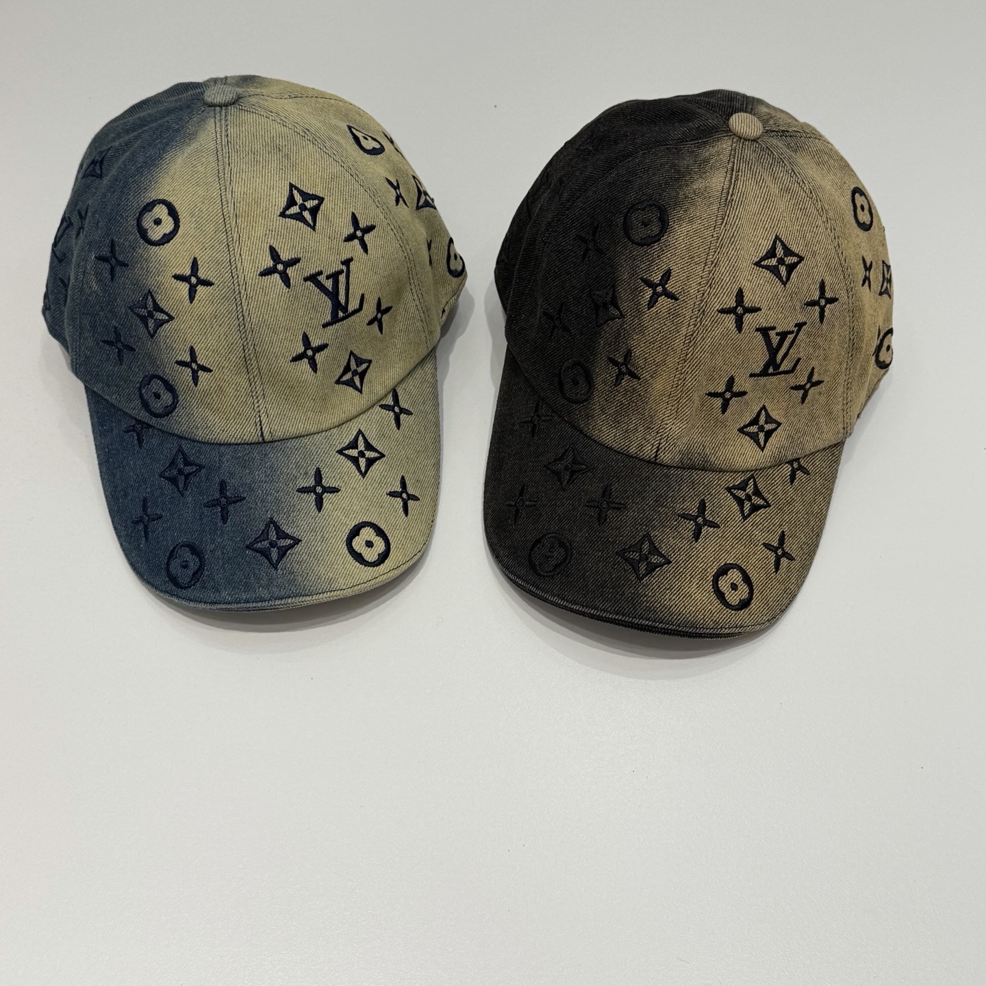 ルイヴィトン デニム モノグラム刺繍 ベースボールキャップ ブルー/クリーム 画像 8
