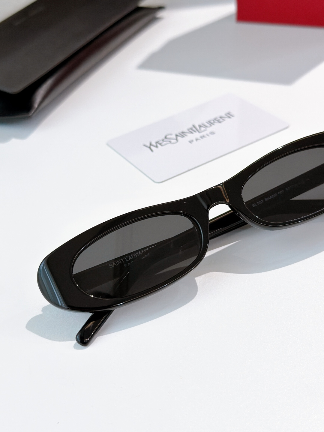 サンローラン SL 557 Shade ナローアセテート サングラス ブラック/ハバナ 画像 9