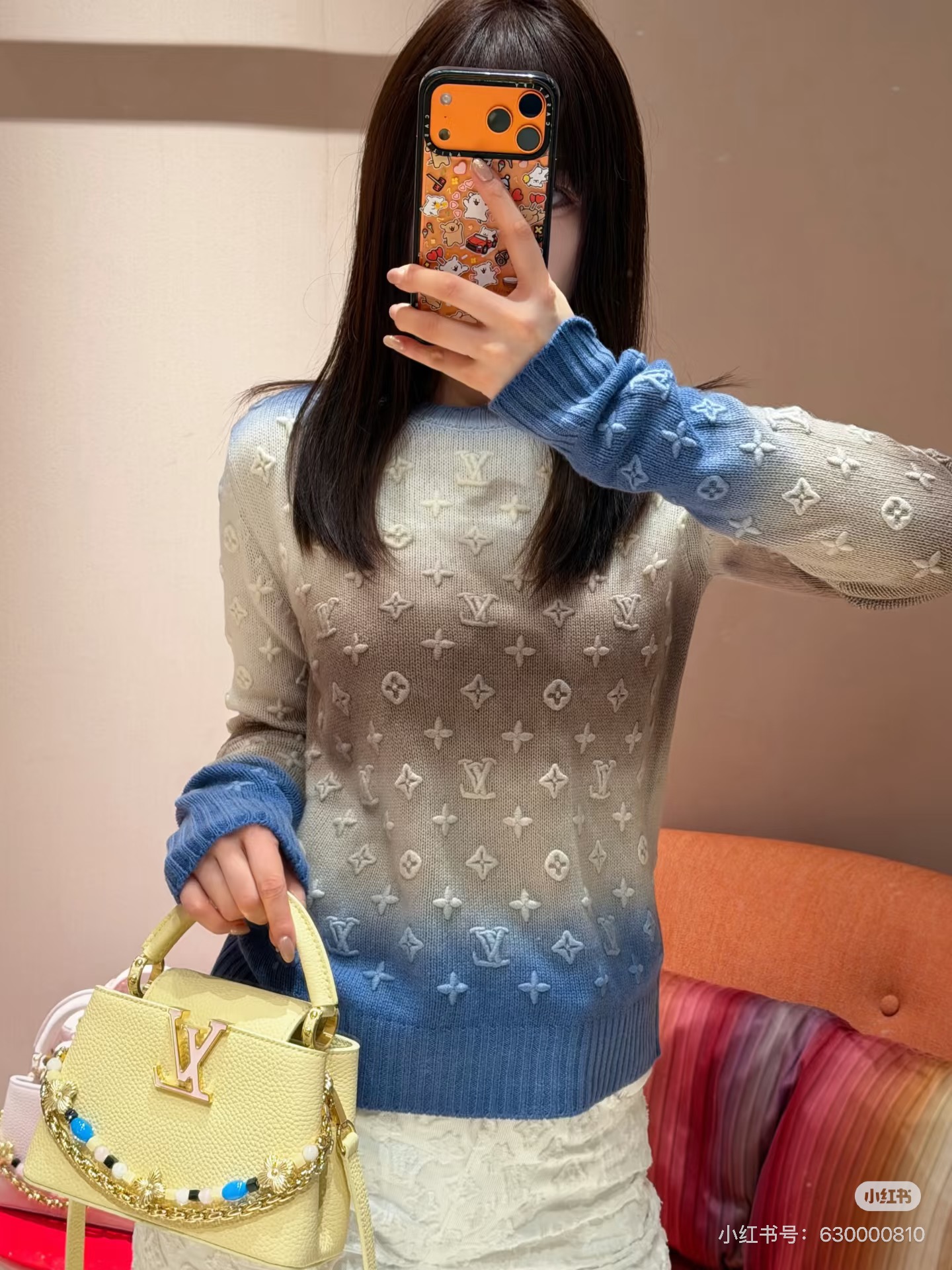 ルイヴィトン 3D刺繍 タイダイ カシミヤセーター ブルー/ベージュ 画像 7