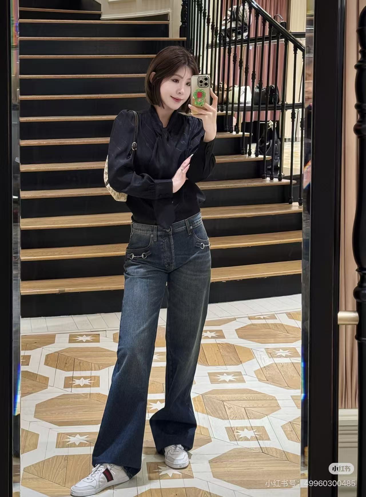 グッチ ホースビット ウォッシュド フレアデニムパンツ ブラック 画像 8