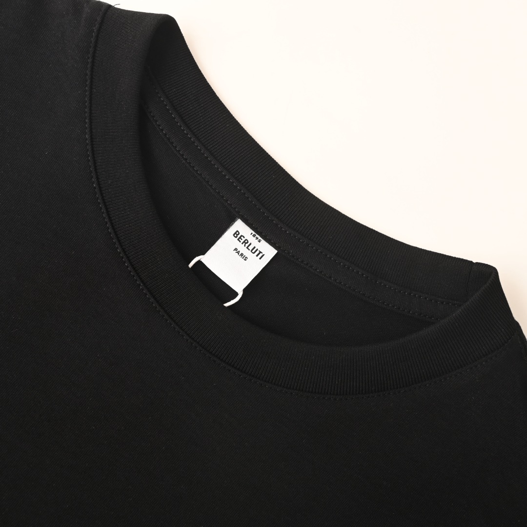 ベルルッティ レザーディテール Tシャツ ブラック 305843 画像 4