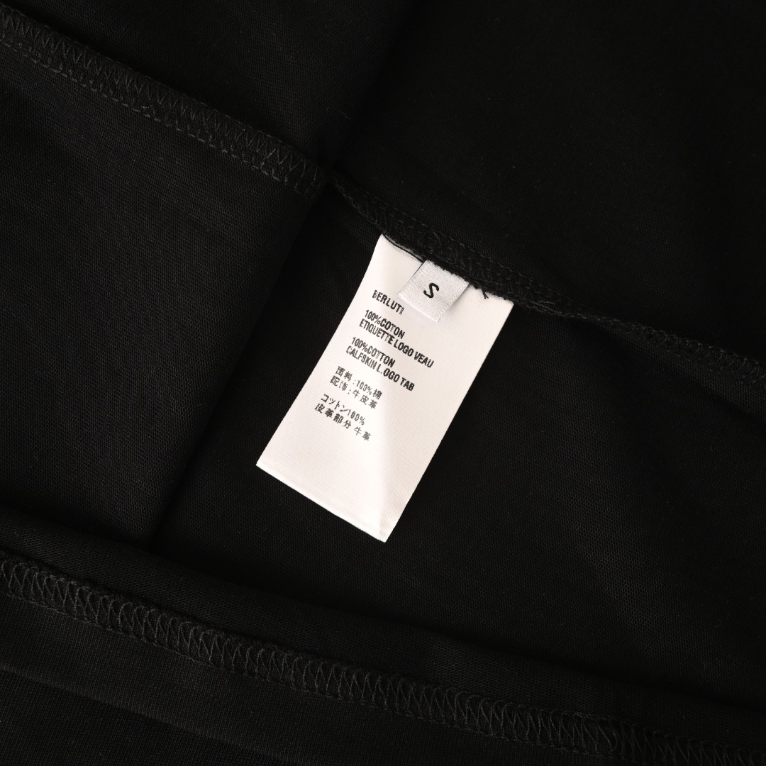 ベルルッティ レザーディテール Tシャツ ブラック 305843 画像 9