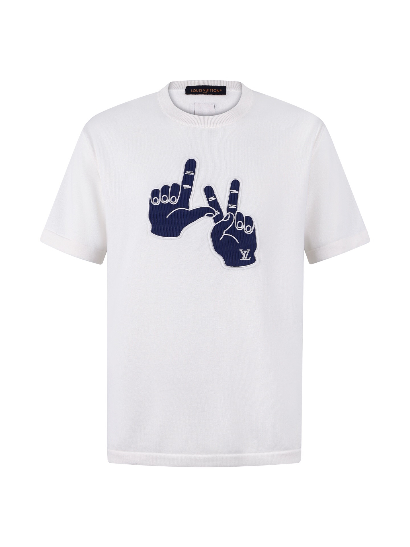 ルイヴィトン フィンガーパッチ ニット Tシャツ ホワイト 詳細画像 1