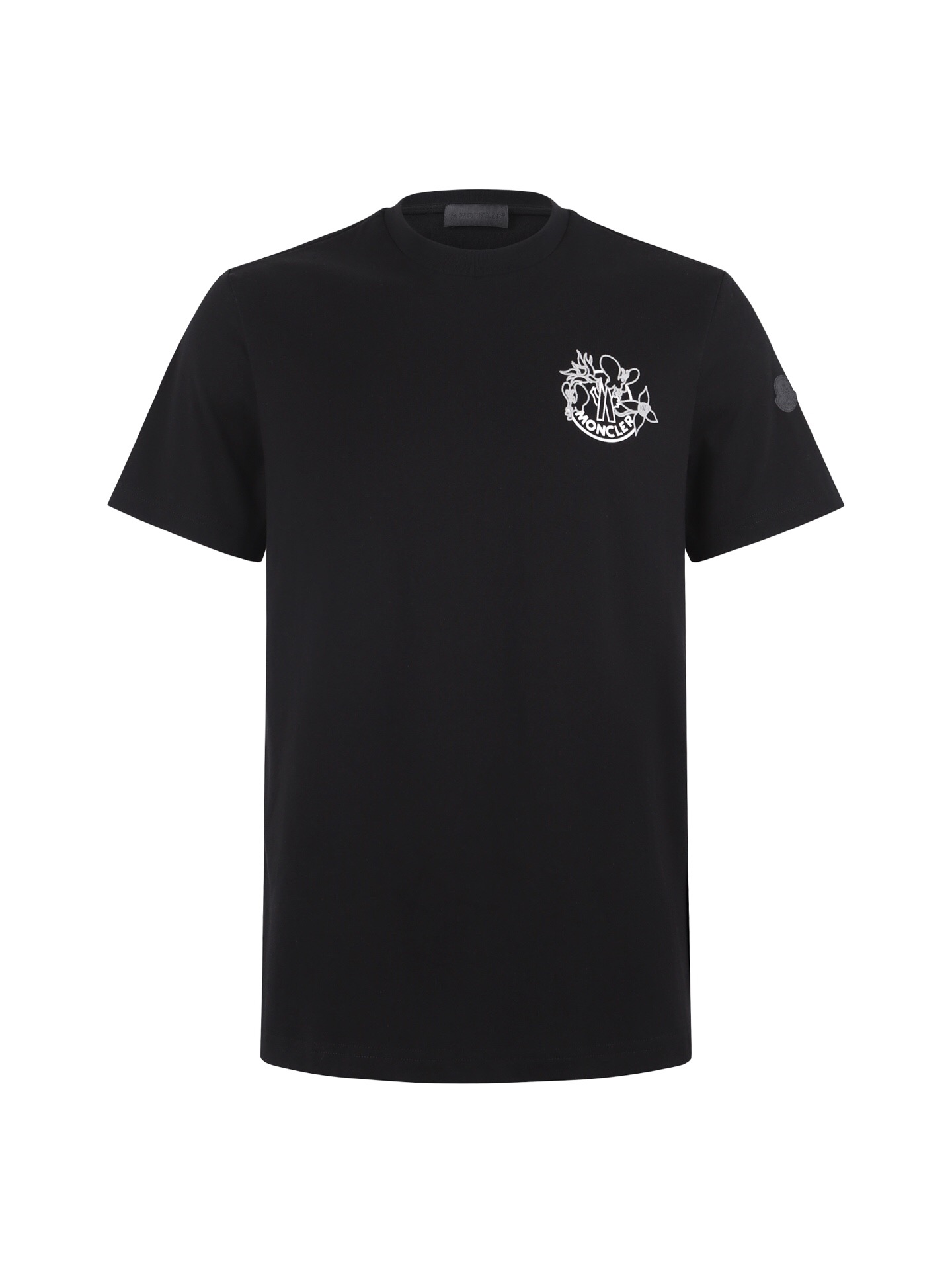 モンクレール フロック胸ロゴ Tシャツ ブラック 詳細画像 1