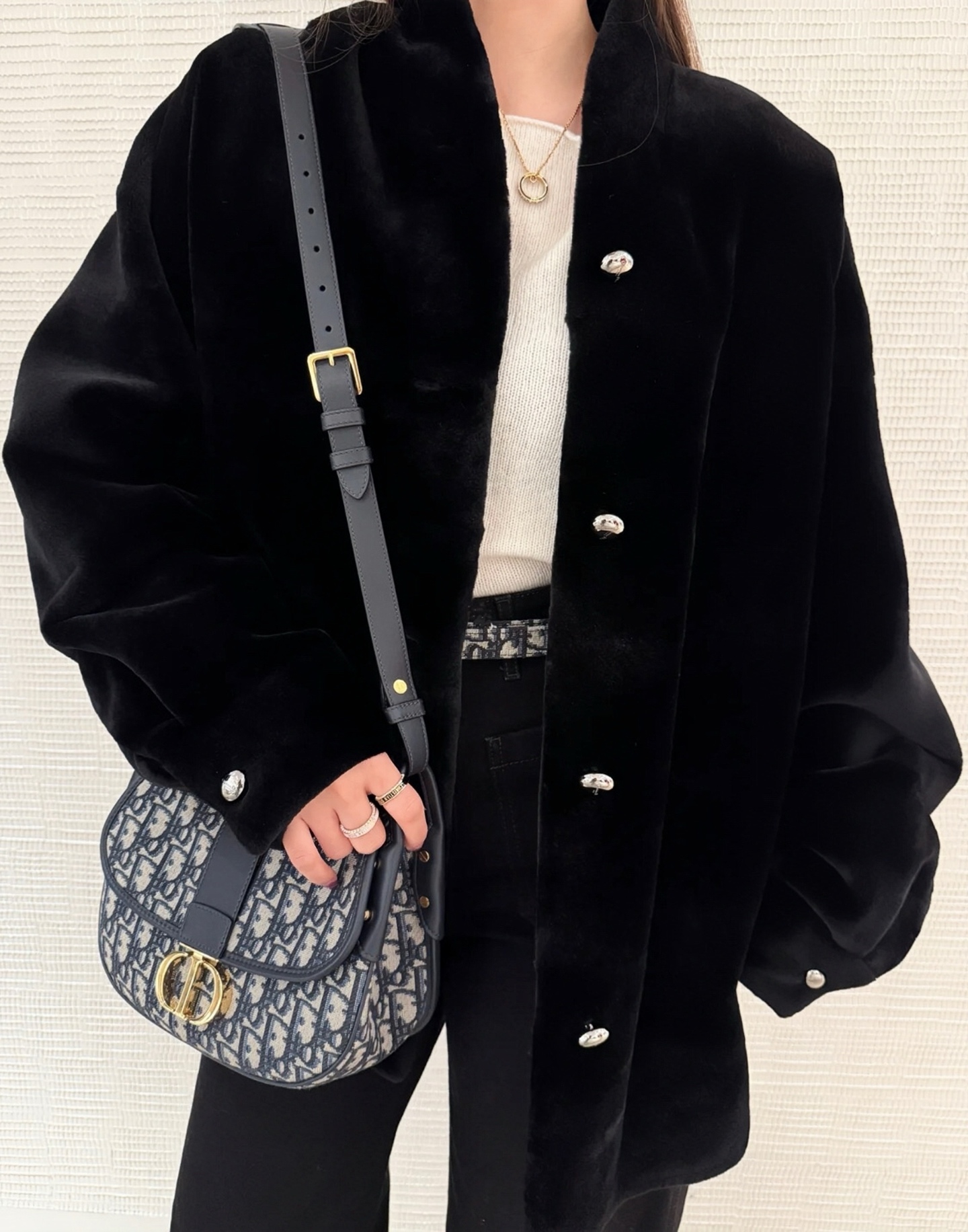 ディオール 30 Montaigne オブリーク刺繍キャンバス バッグ ブルー 詳細画像 3