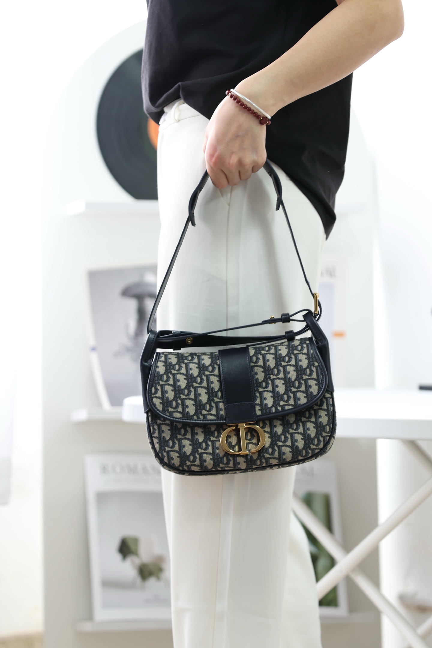 ディオール 30 Montaigne オブリーク刺繍キャンバス バッグ ブルー 画像 9